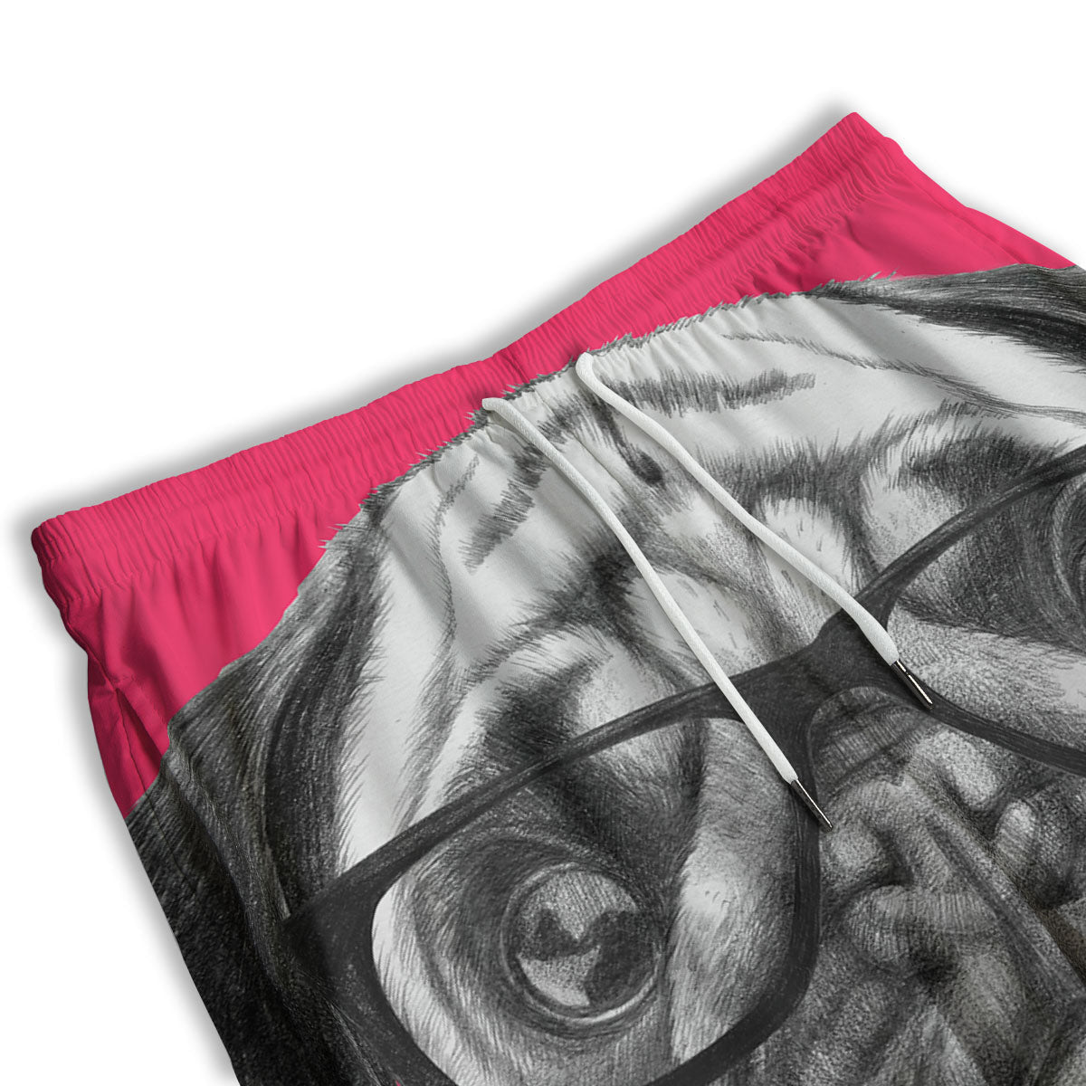 Glasses Pug Portrait Print Men's Athletic Shorts