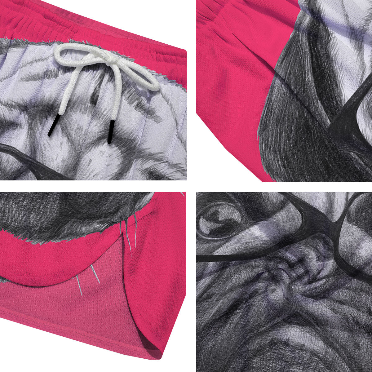 Glasses Pug Portrait Print Men's Running Shorts-grizzshop