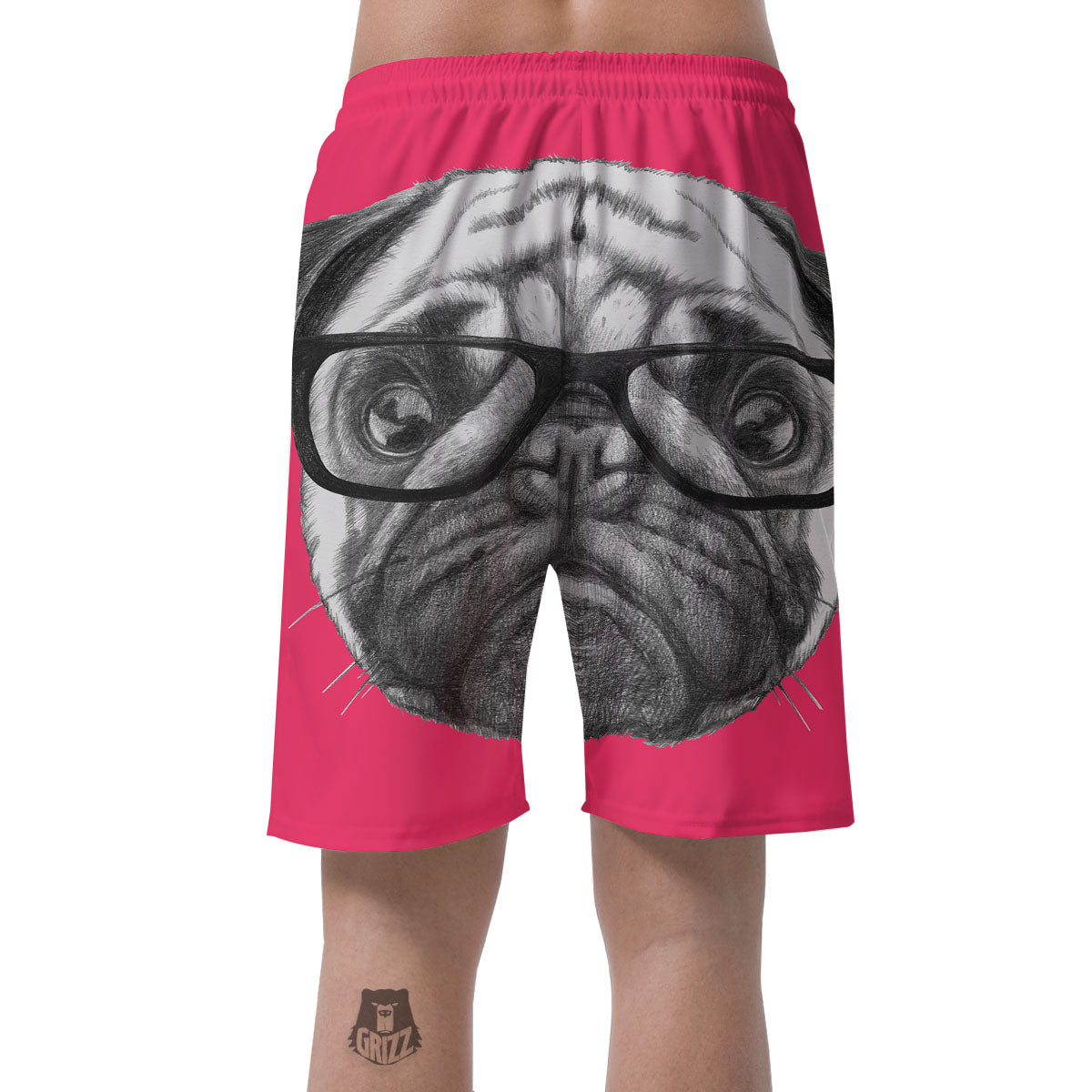 Glasses Pug Portrait Print Men's Shorts-grizzshop