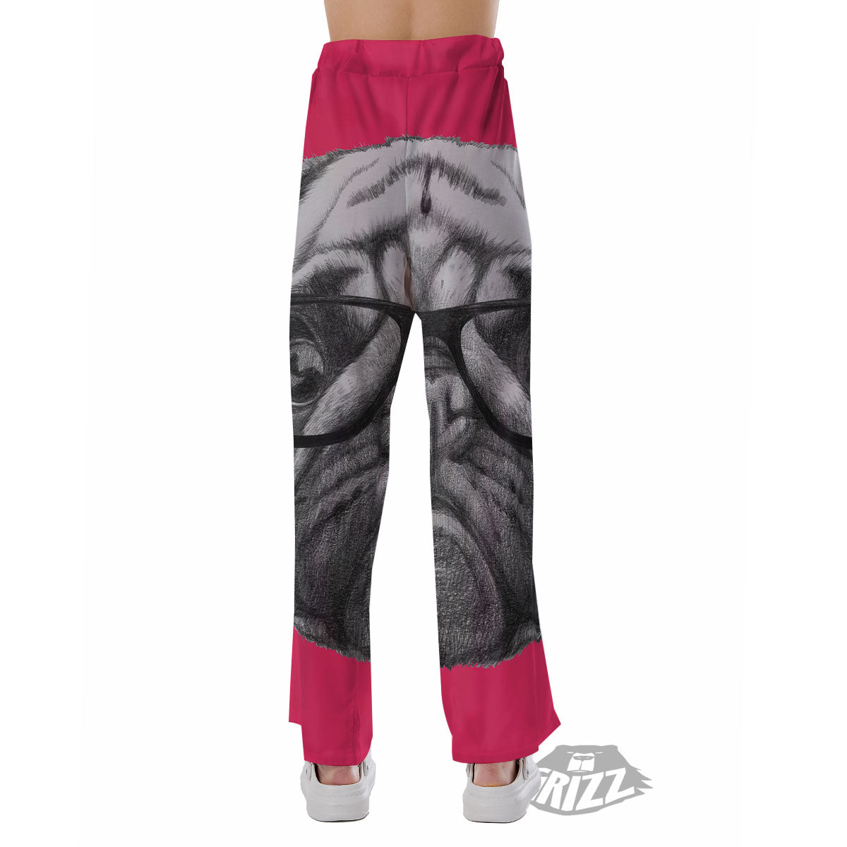 Glasses Pug Portrait Print Pajama Pants-grizzshop