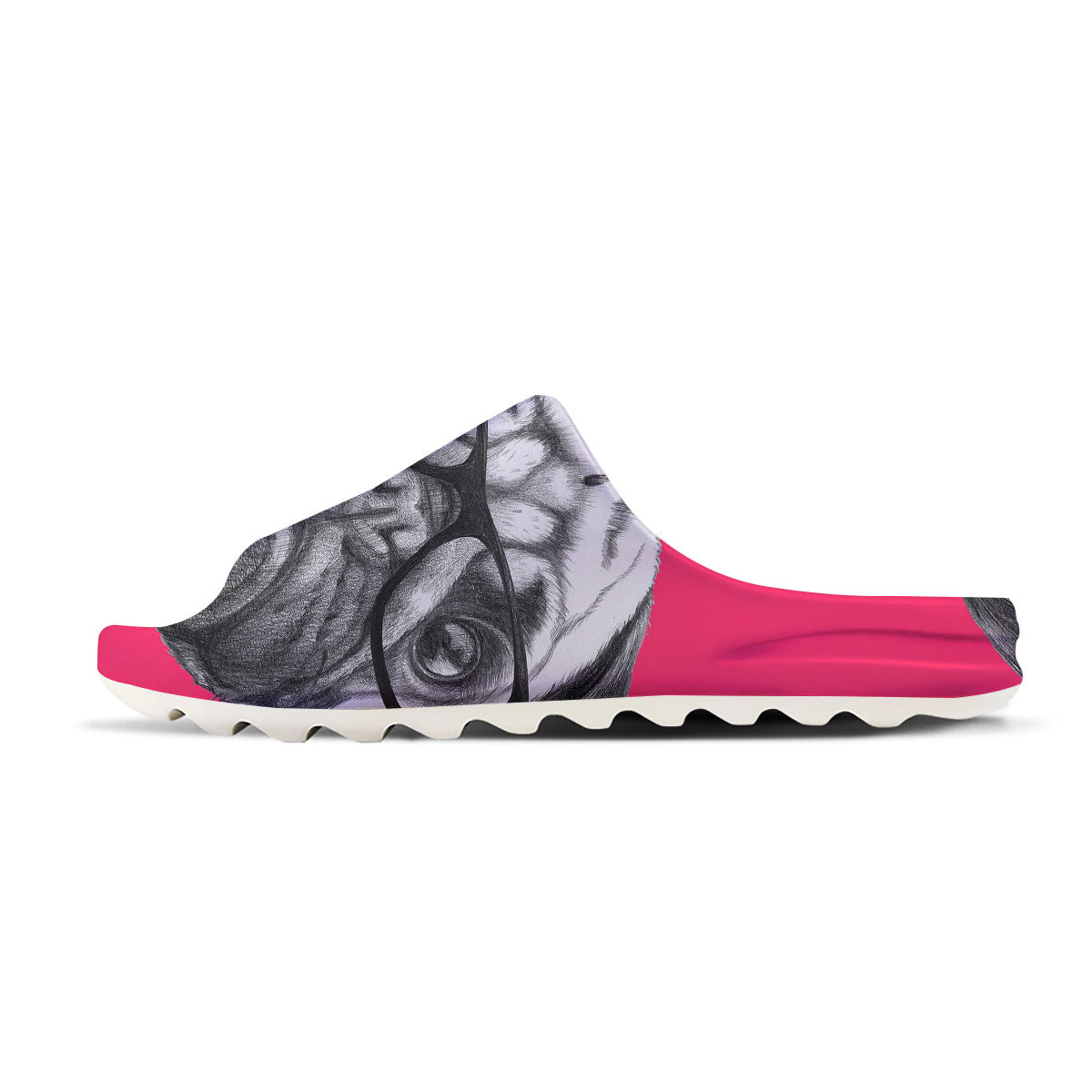 Glasses Pug Portrait Print Sandals-grizzshop