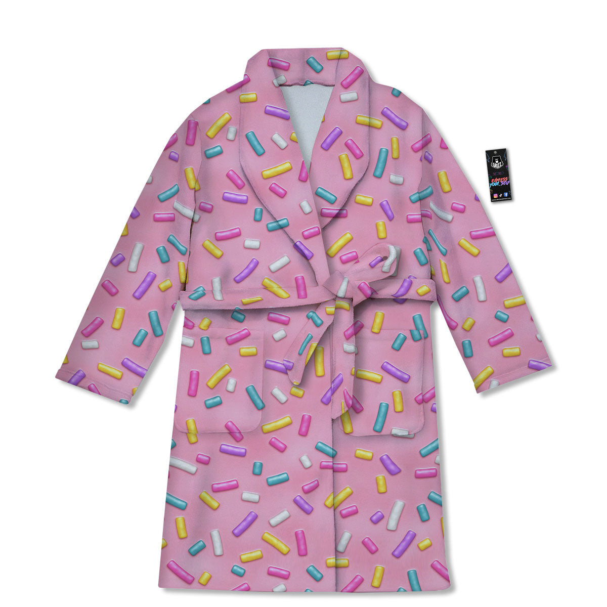 Glazed Donut Pink Print Pattern Bathrobe-grizzshop