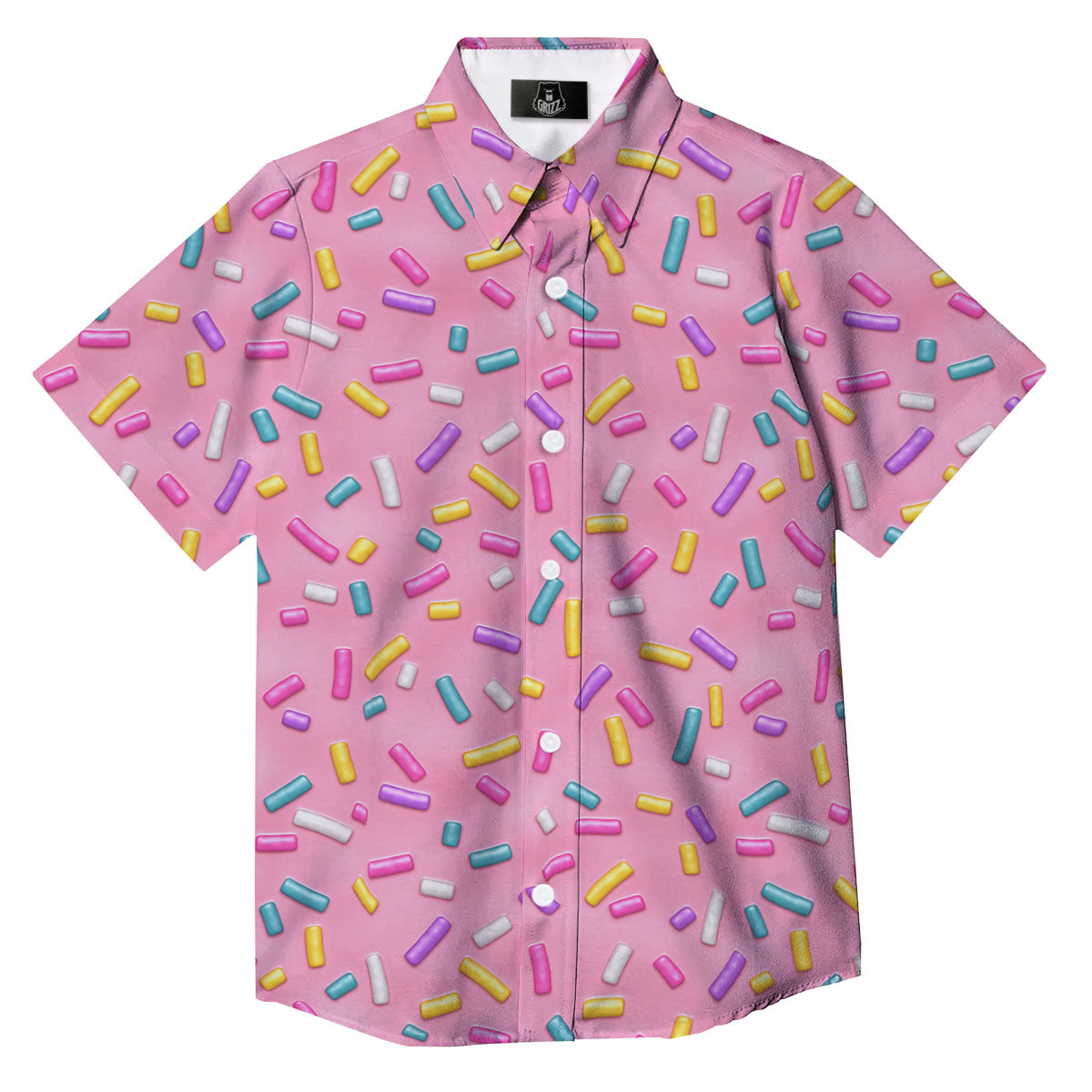 Glazed Donut Pink Print Pattern Button Up Shirt-grizzshop