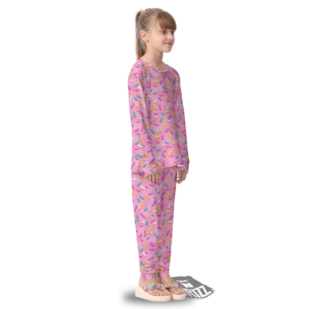 Glazed Donut Pink Print Pattern Kid's Pajamas-grizzshop