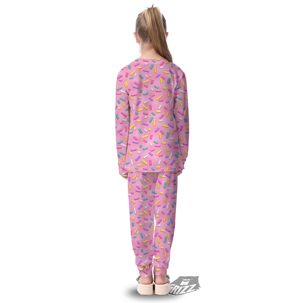 Glazed Donut Pink Print Pattern Kid's Pajamas-grizzshop