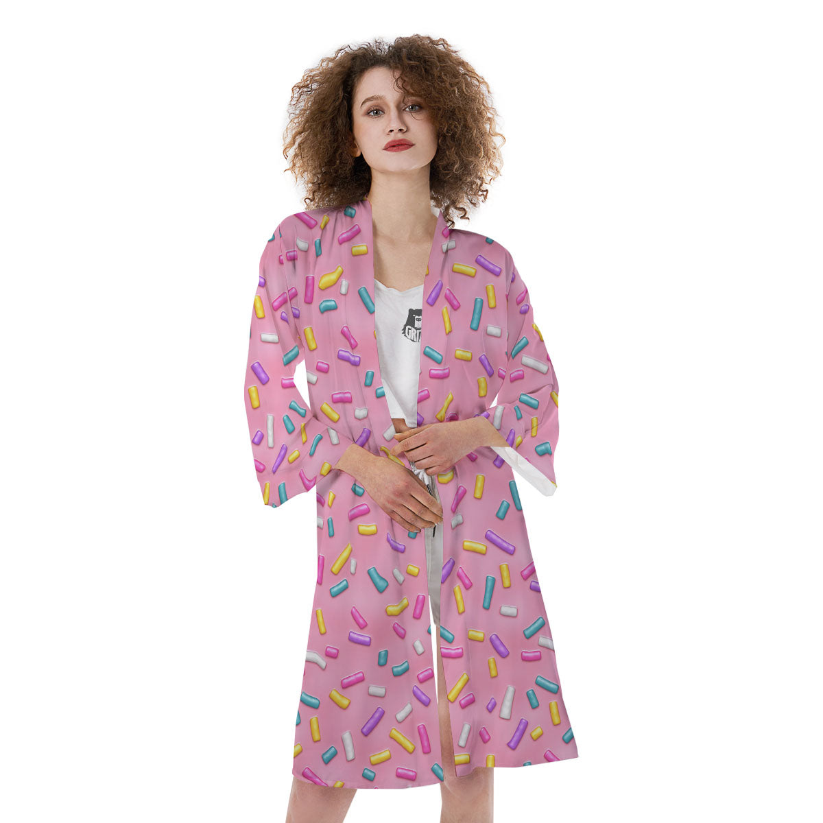 Glazed Donut Pink Print Pattern Kimono-grizzshop