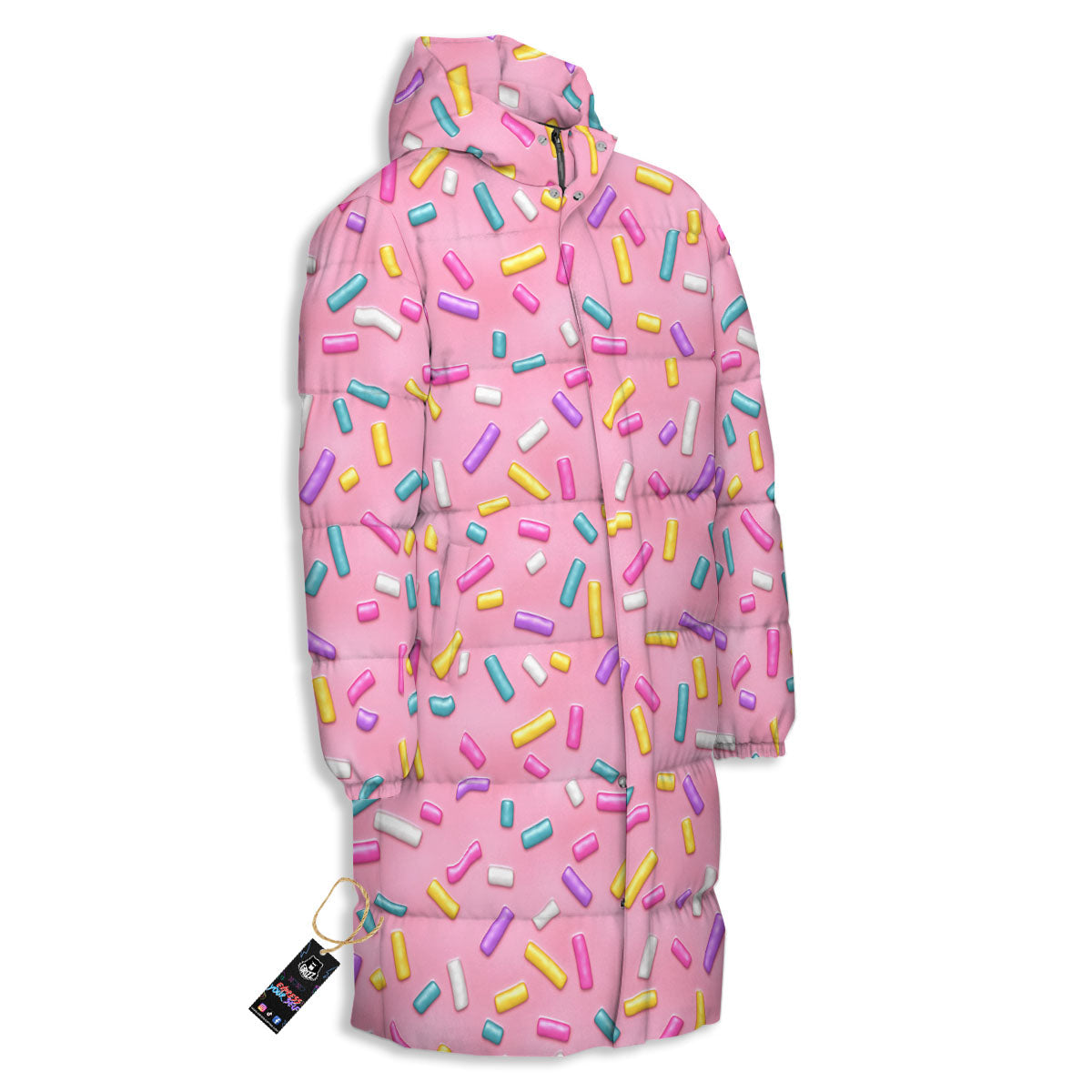Glazed Donut Pink Print Pattern Long Down Jacket-grizzshop