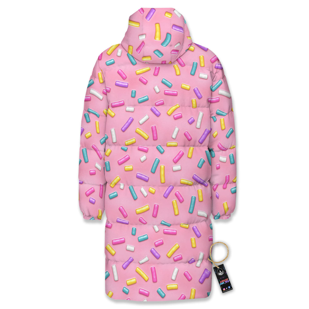 Glazed Donut Pink Print Pattern Long Down Jacket-grizzshop