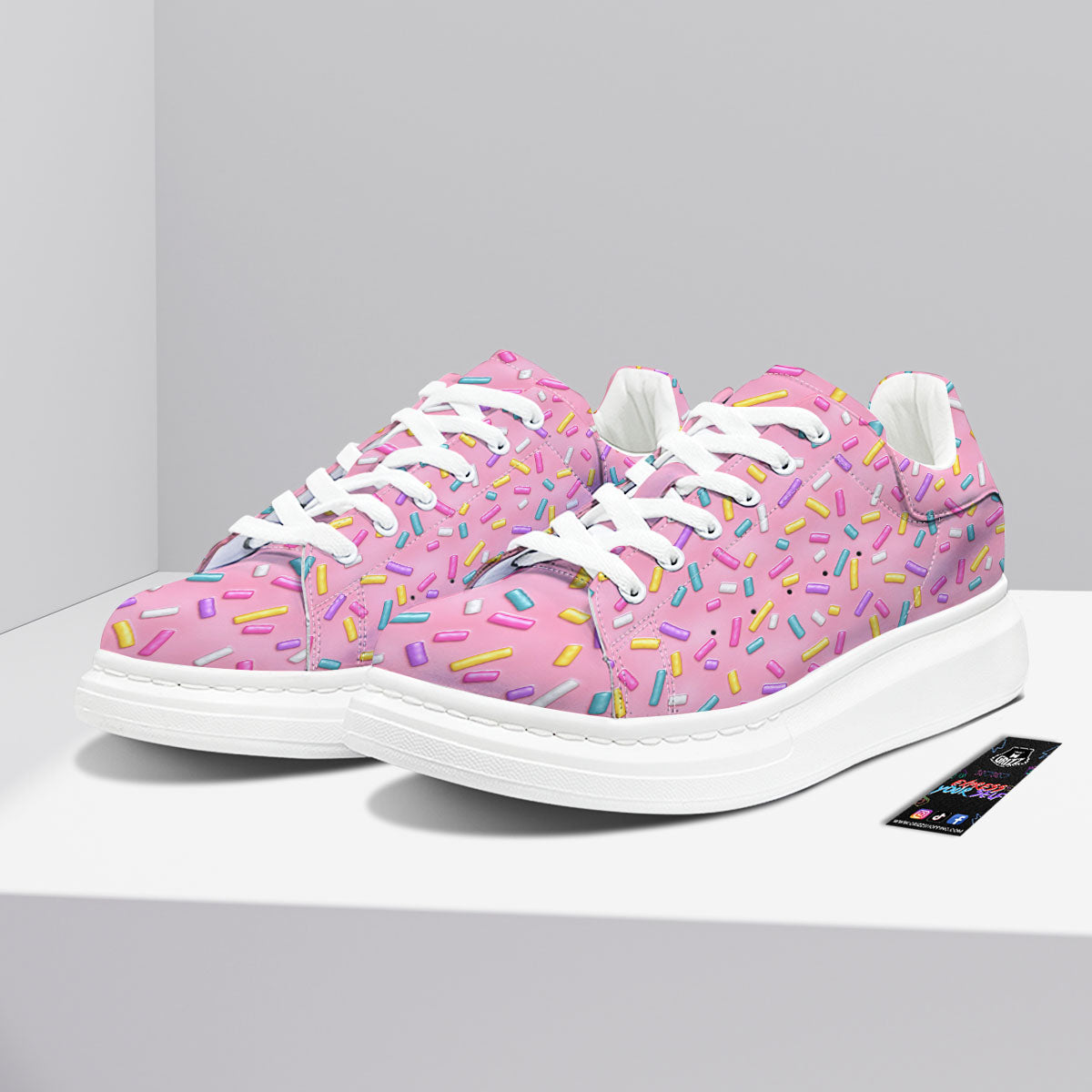Glazed Donut Pink Print Pattern Platform Shoes-grizzshop