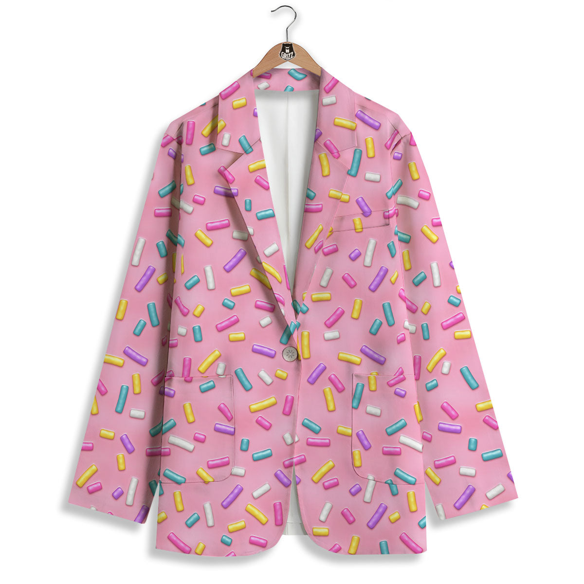 Glazed Donut Pink Print Pattern Women's Blazer-grizzshop