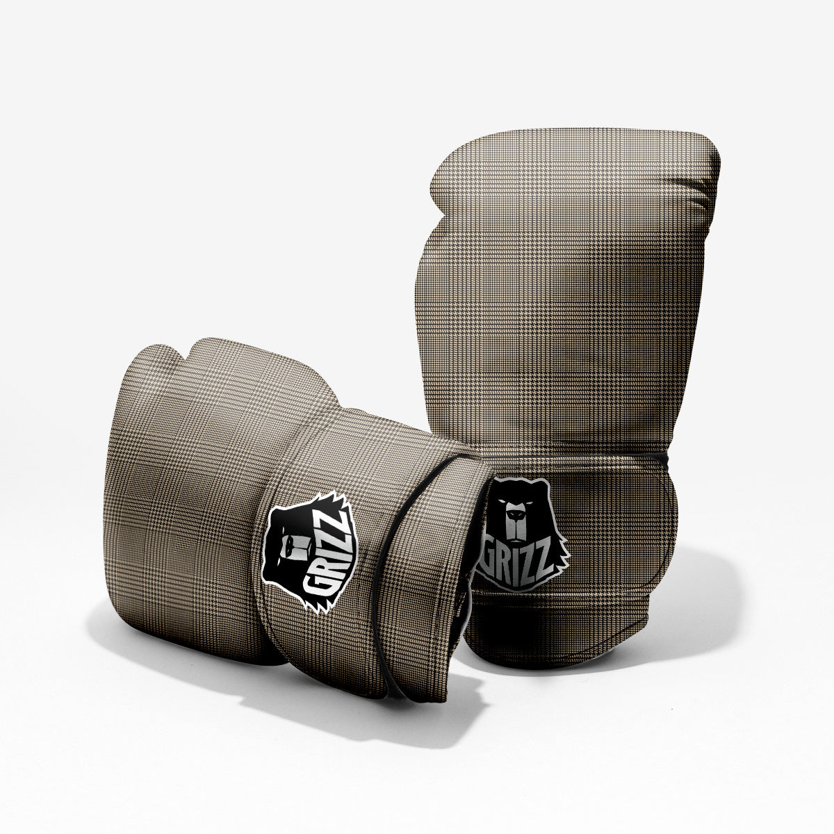 Glen Plaid Beige And Brown Print Pro Boxing Glove
