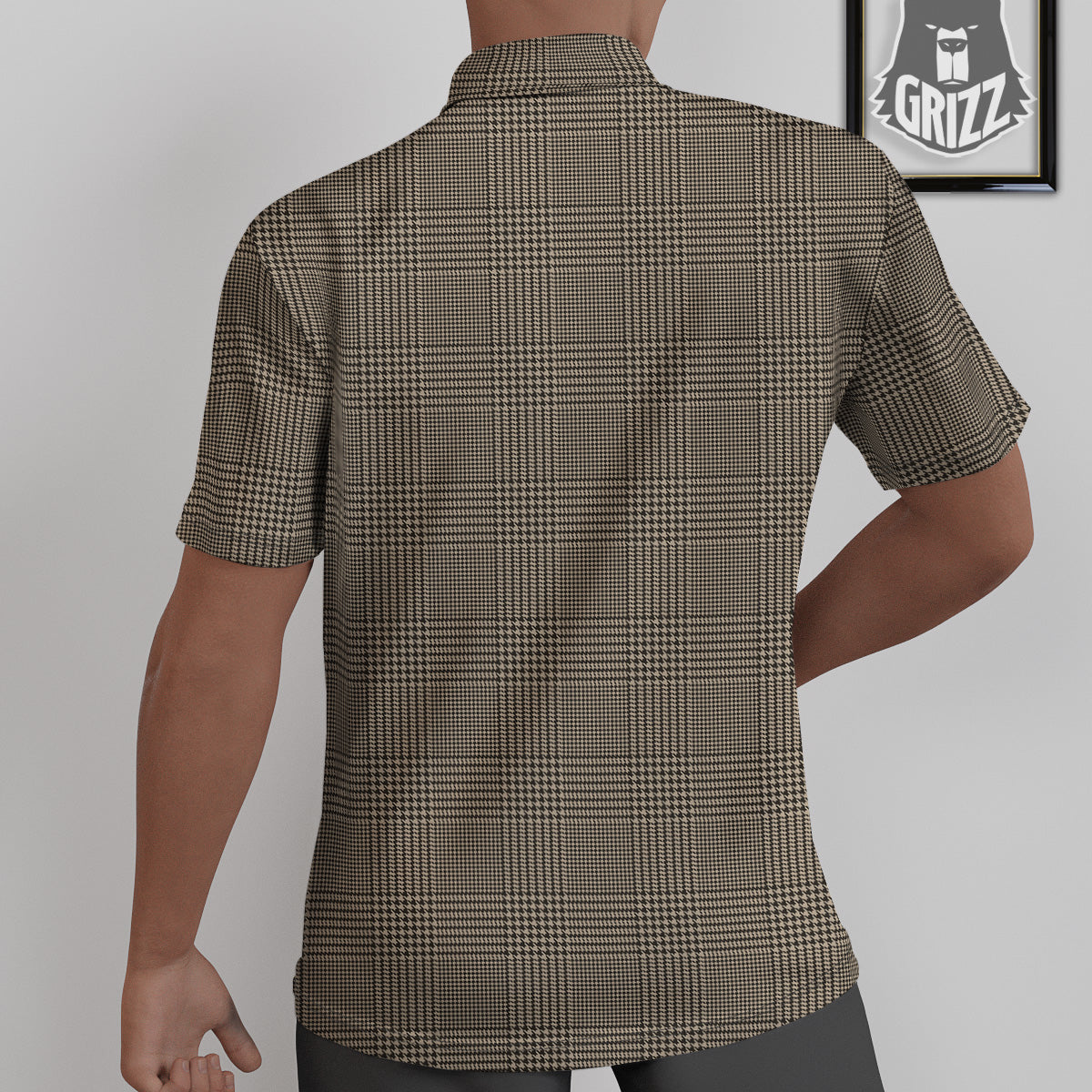 Glen Plaid Beige And Brown Print Untucked Shirts-grizzshop