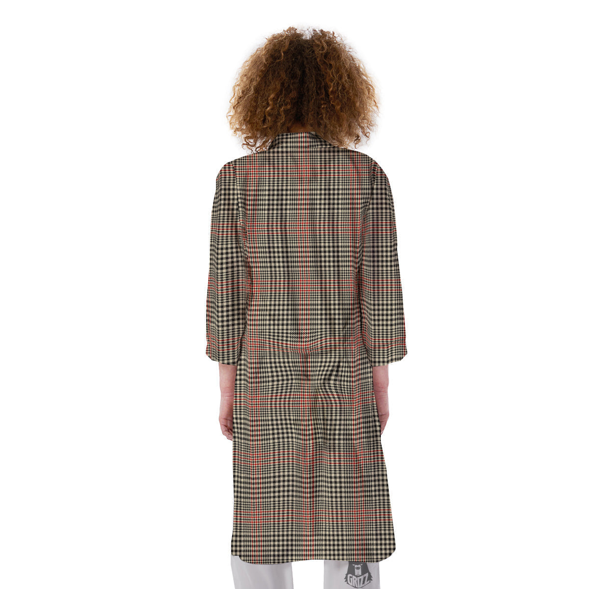 Glen Plaid Brown Beige Print Kimono-grizzshop