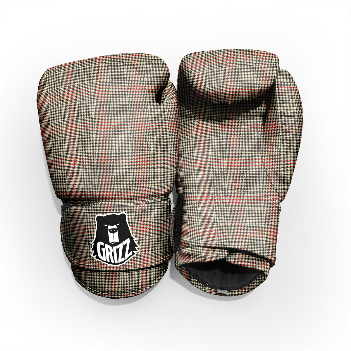 Glen Plaid Brown Beige Print Pro Boxing Glove