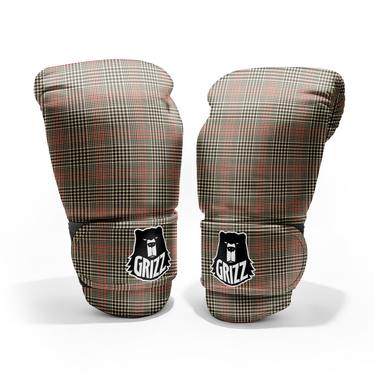 Glen Plaid Brown Beige Print Pro Boxing Glove