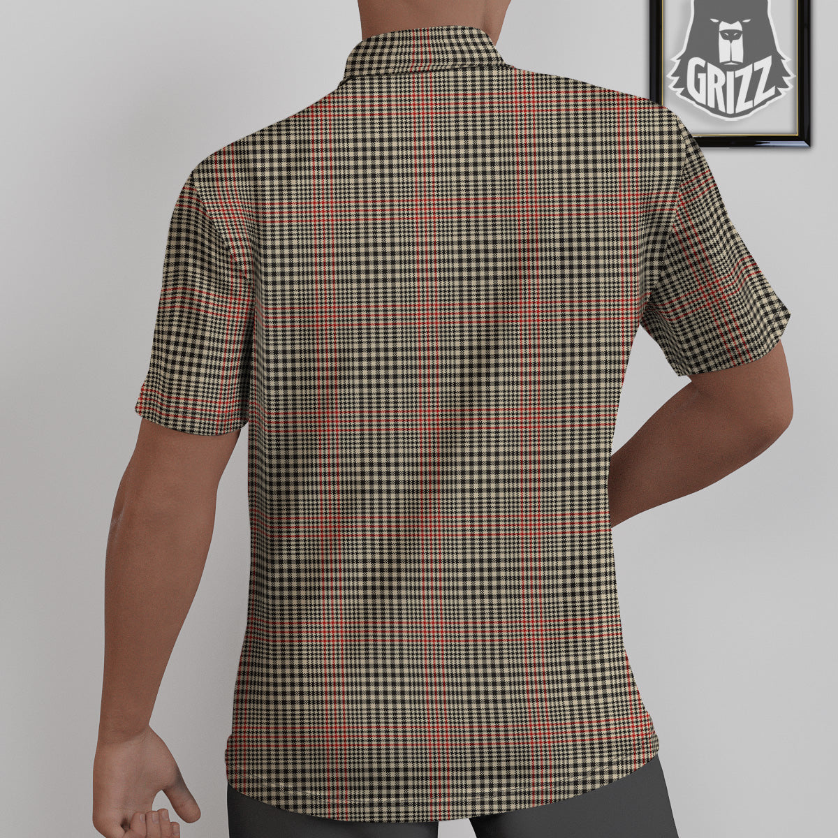 Glen Plaid Brown Beige Print Untucked Shirts-grizzshop
