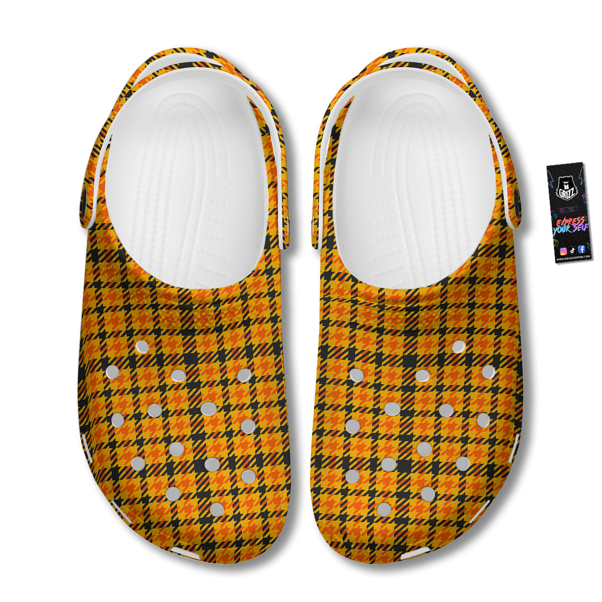 Glen Plaid Houndstooth Halloween Print Pattern Clog-grizzshop