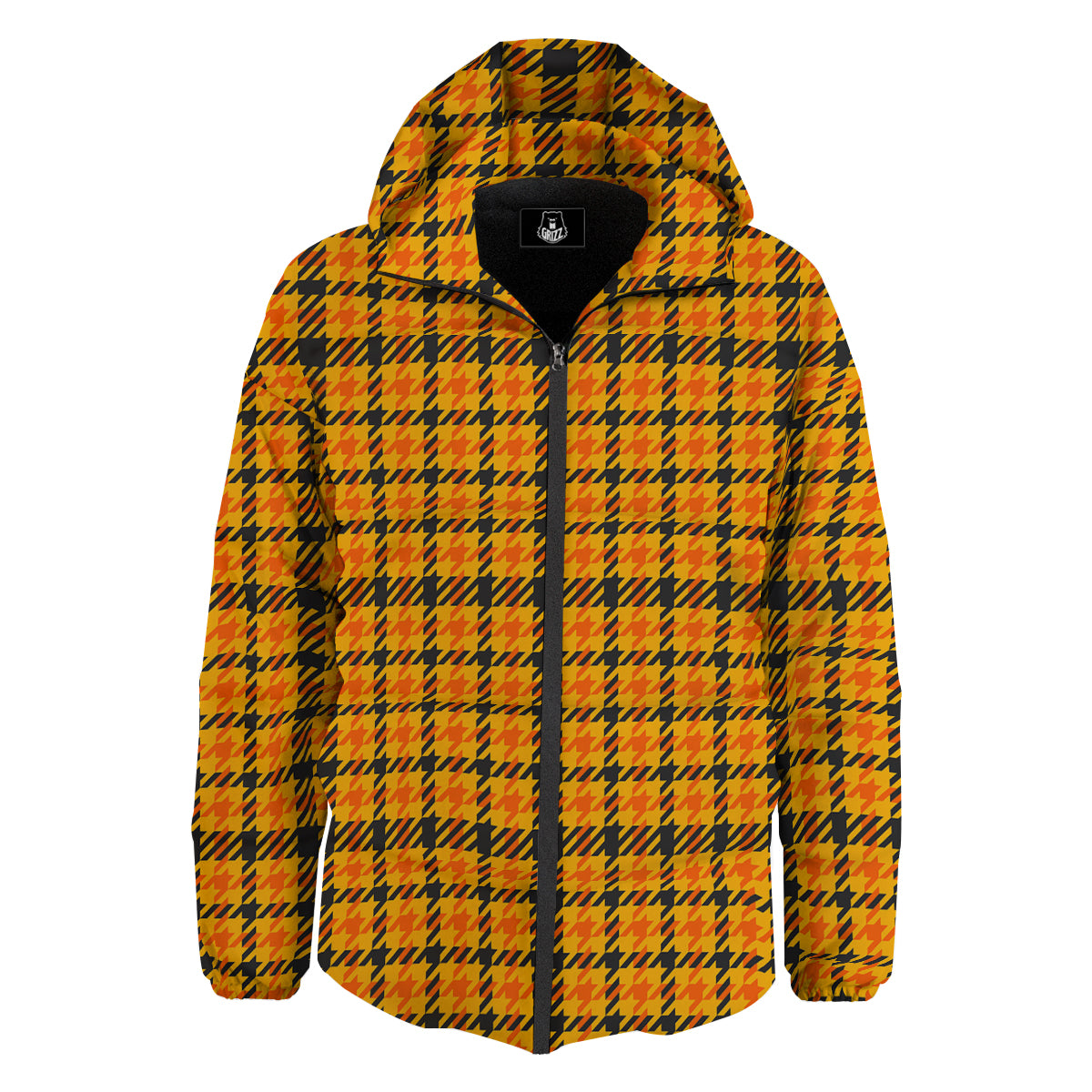 Glen Plaid Houndstooth Halloween Print Pattern Down Jacket-grizzshop