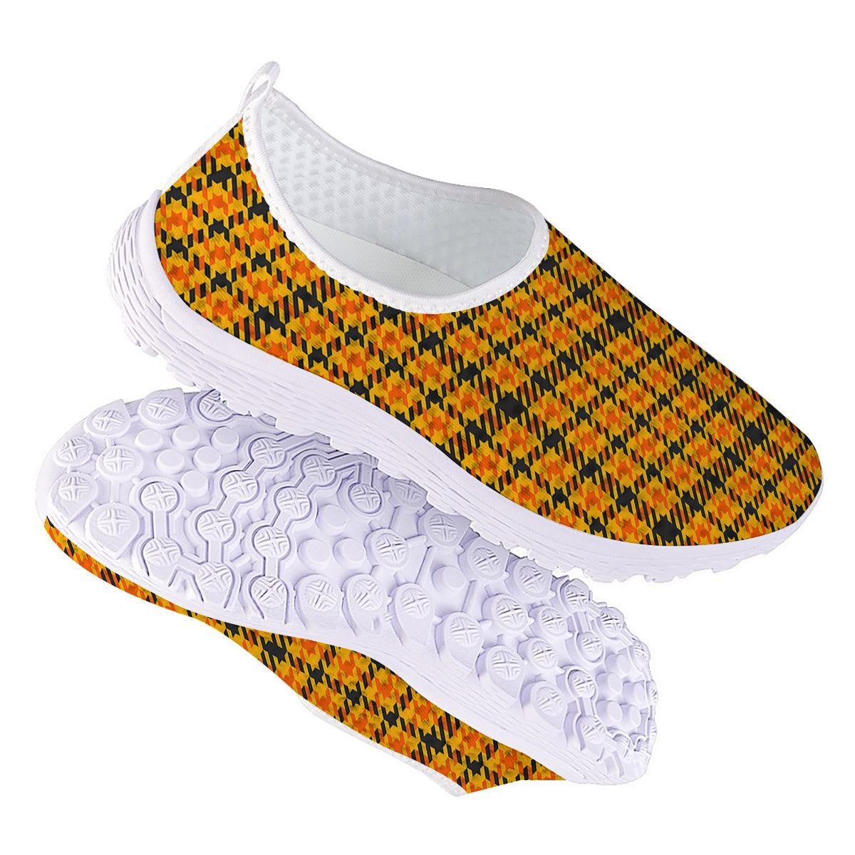 Glen Plaid Houndstooth Halloween Print Pattern Nurse Shoes-grizzshop