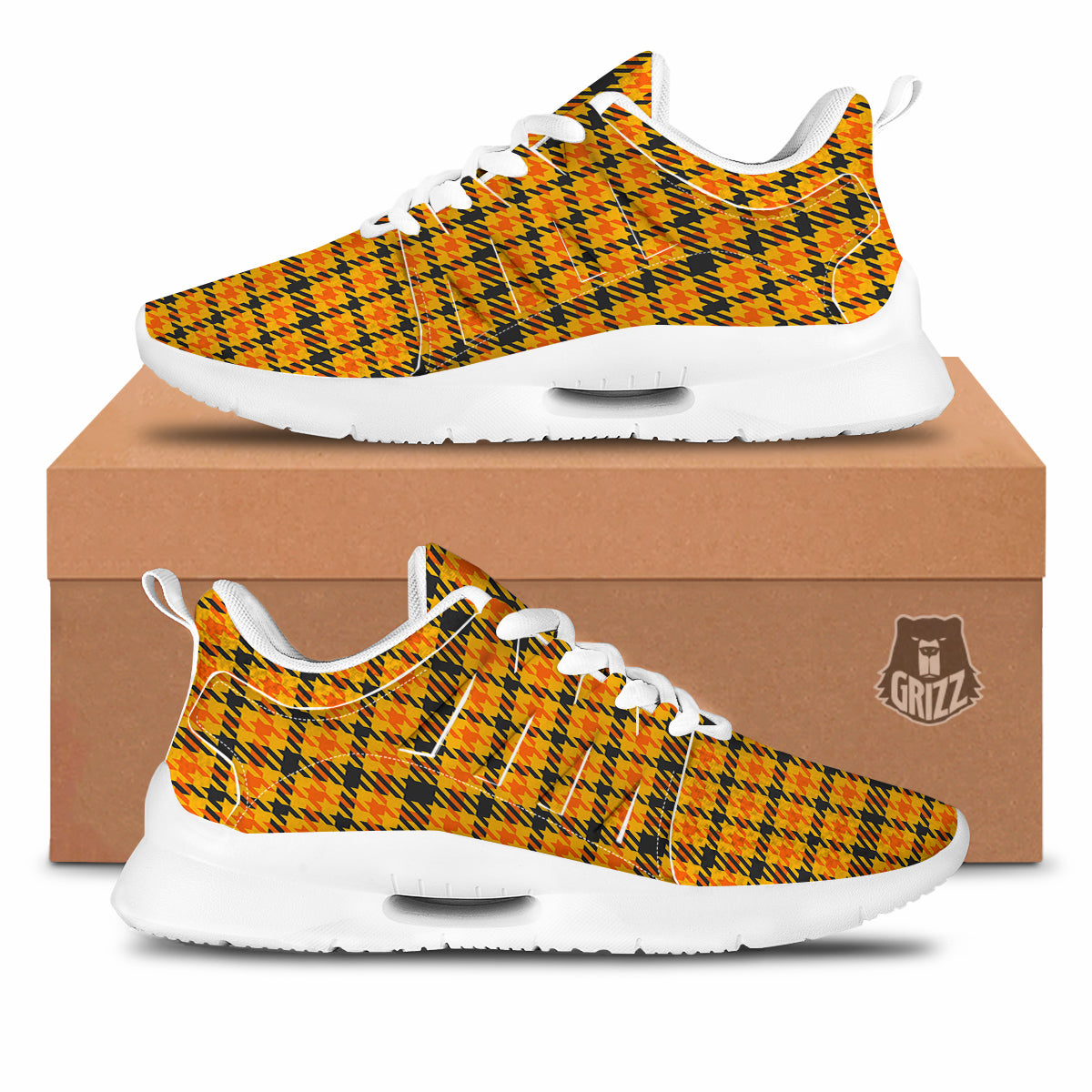 Glen Plaid Houndstooth Halloween Print Pattern Tennis Shoes-grizzshop