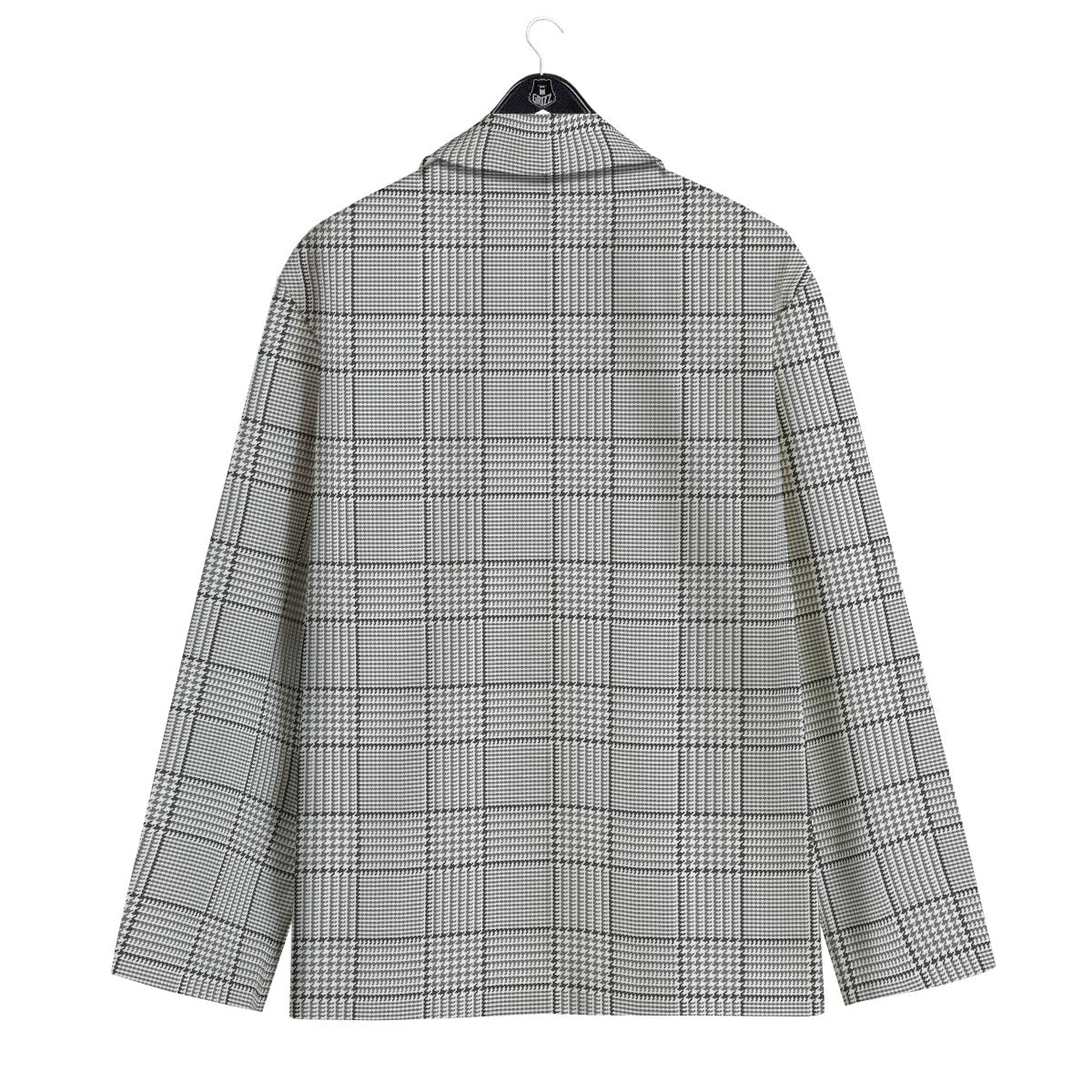 Glen Plaid White And Black Print Men's Sport Coat-grizzshop