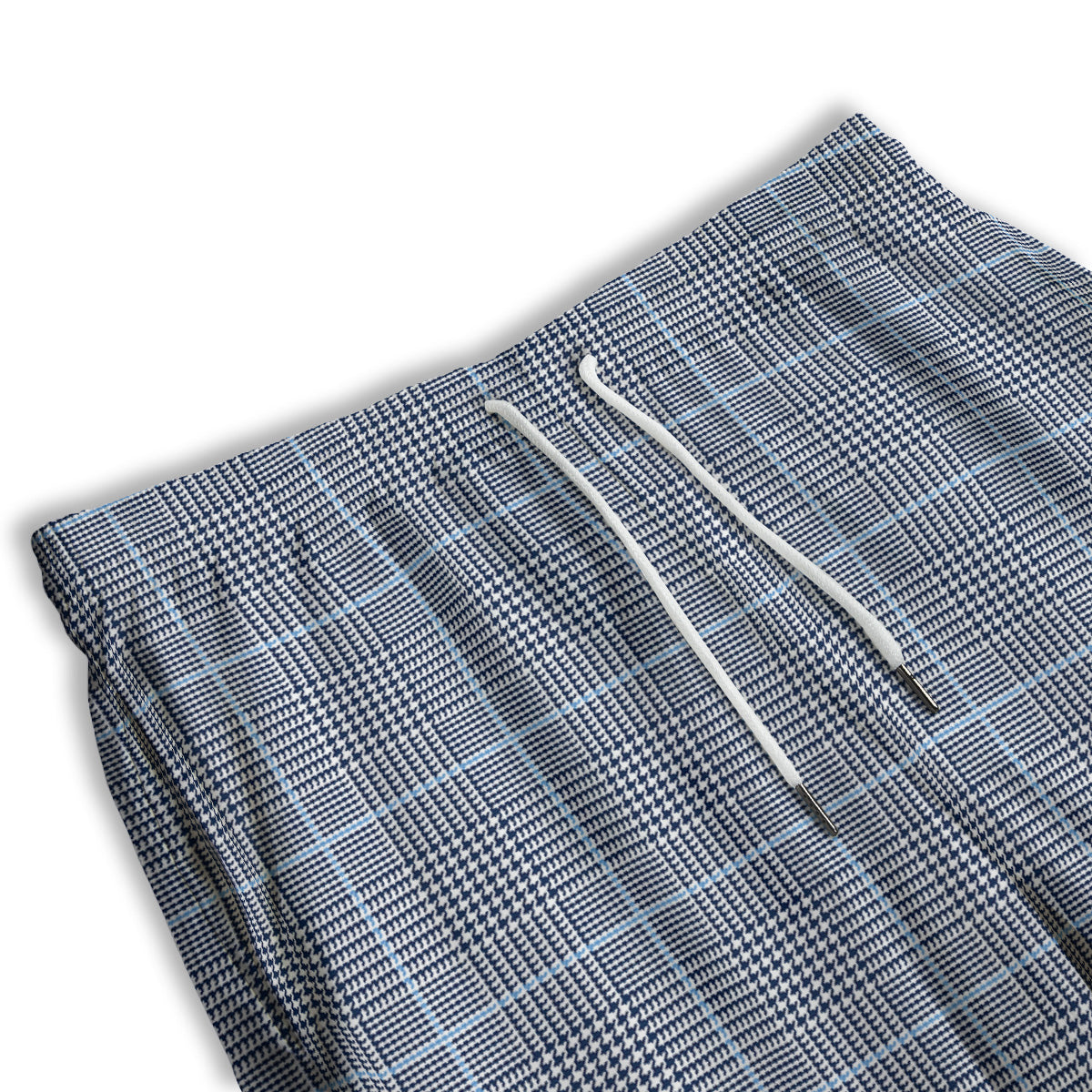 Glen Plaid White And Blue Print Men's Athletic Shorts