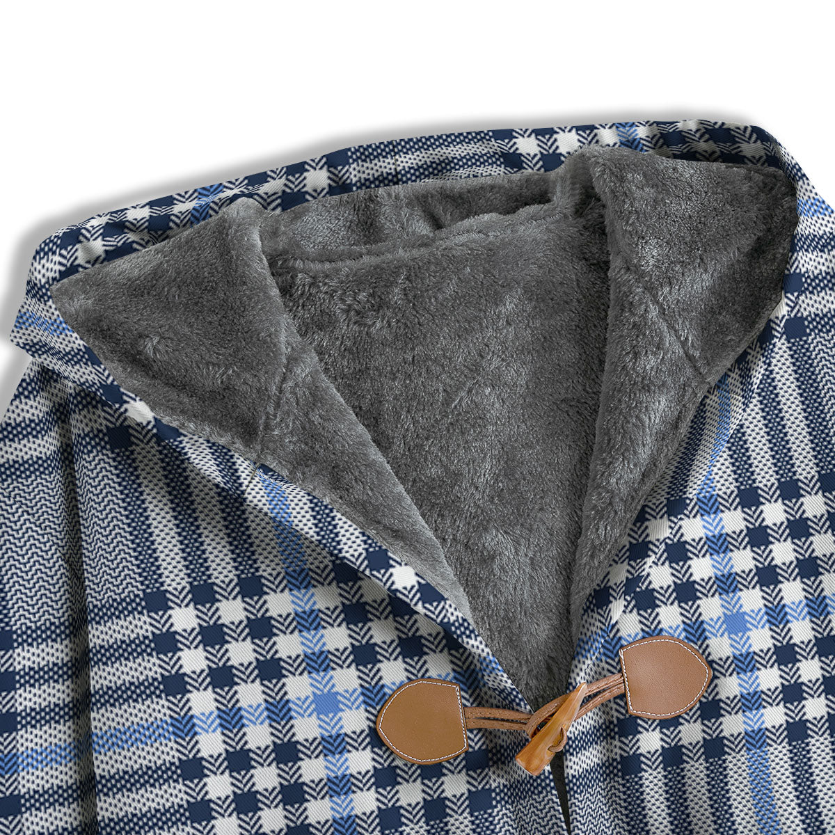 Glen Plaid White And Navy Print Men's Windbreaker Jacket-grizzshop