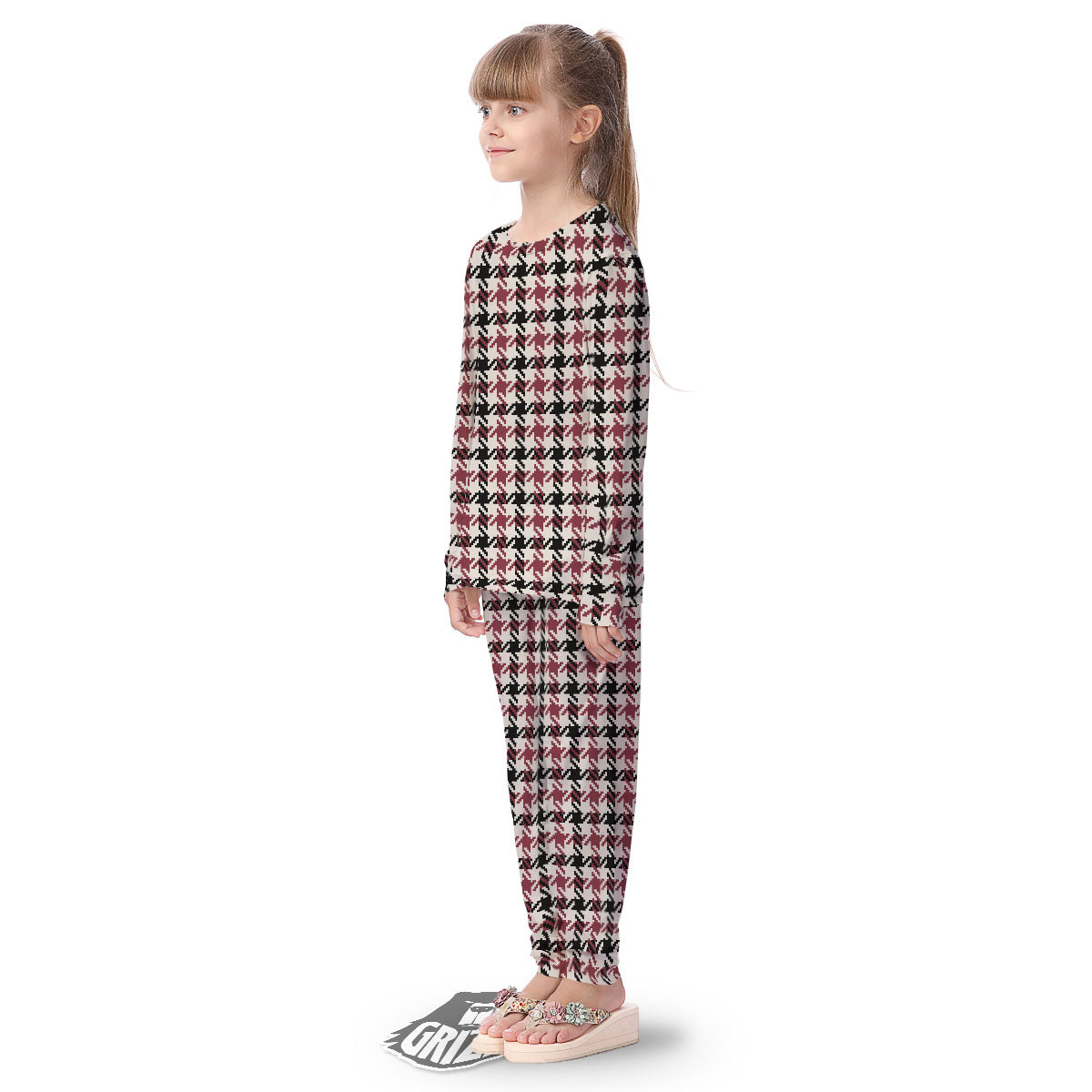 Glen Plaid White And Red Print Kid's Pajamas-grizzshop
