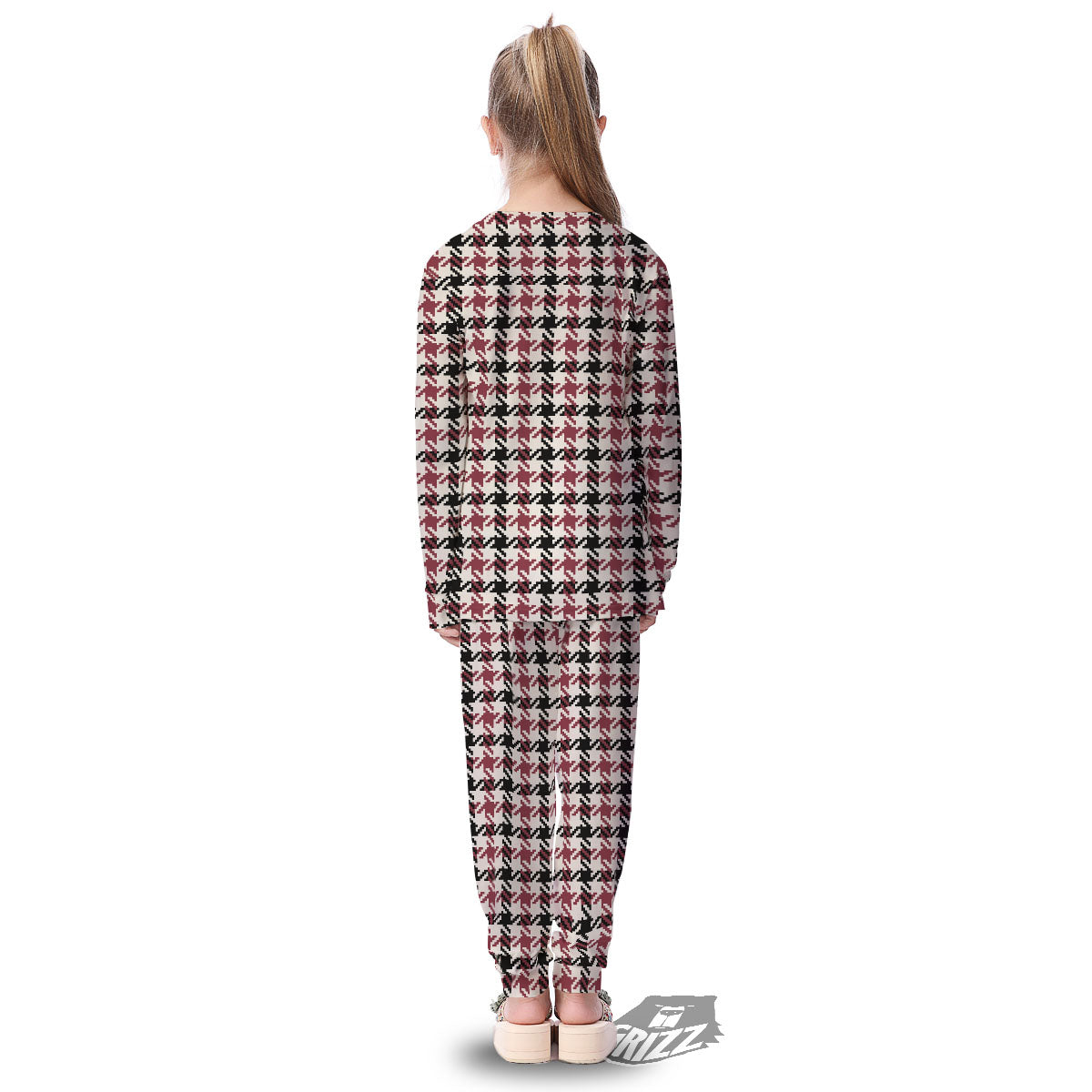 Glen Plaid White And Red Print Kid's Pajamas-grizzshop