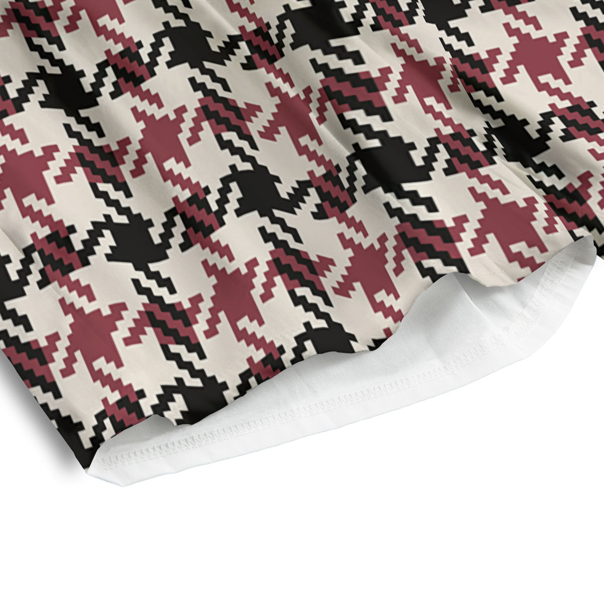 Glen Plaid White And Red Print Men's Athletic Shorts