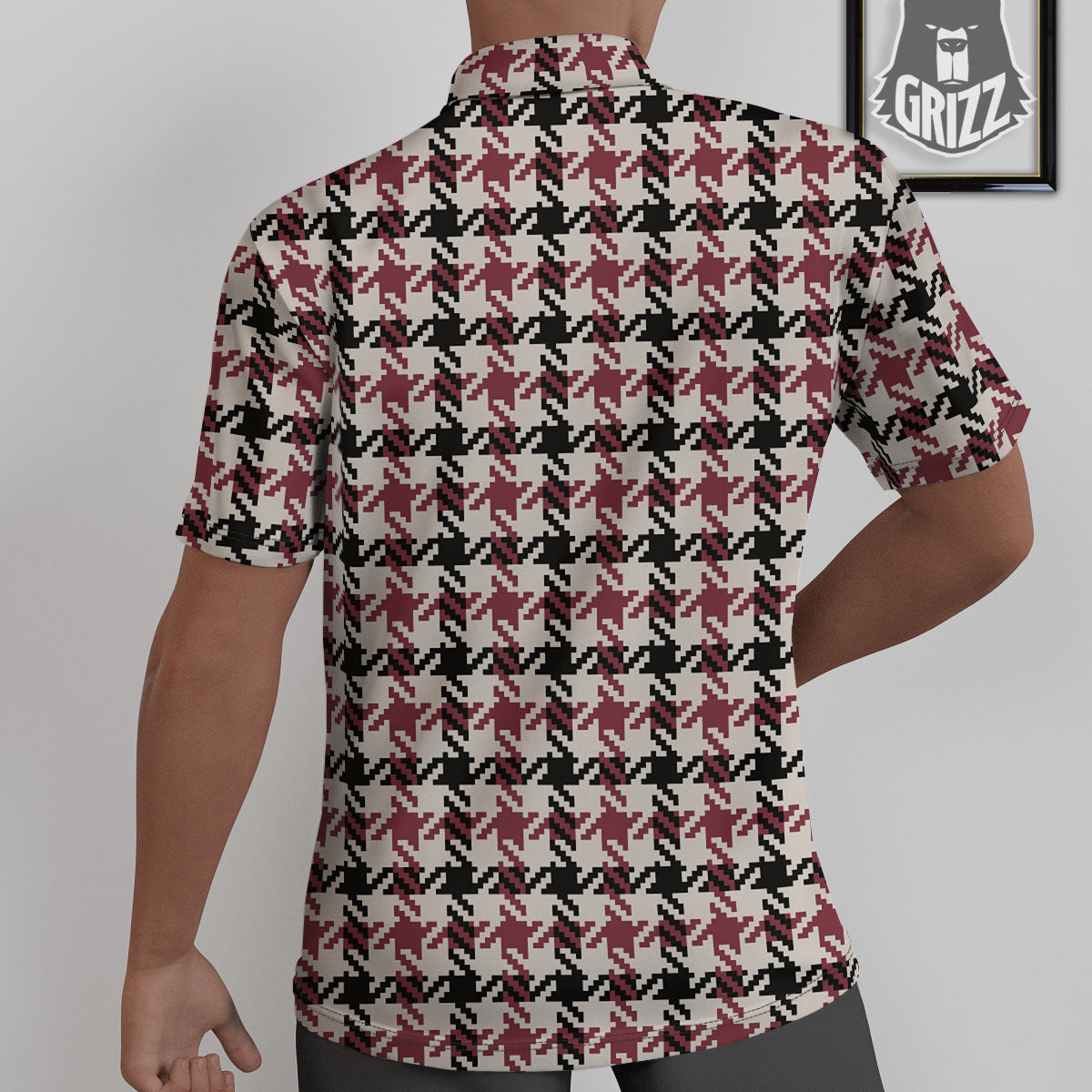 Glen Plaid White And Red Print Untucked Shirts-grizzshop