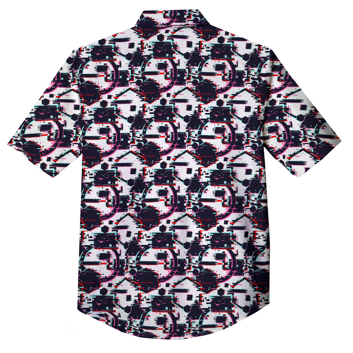 Glitch Effect Print Pattern Button Up Shirt-grizzshop