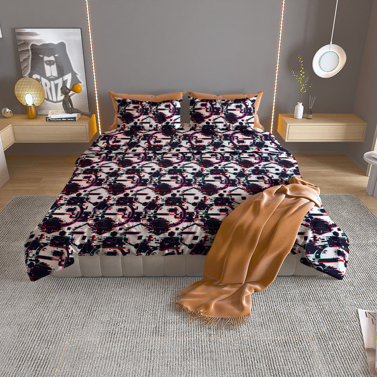 Glitch Effect Print Pattern Duvet Cover Bedding Set-grizzshop