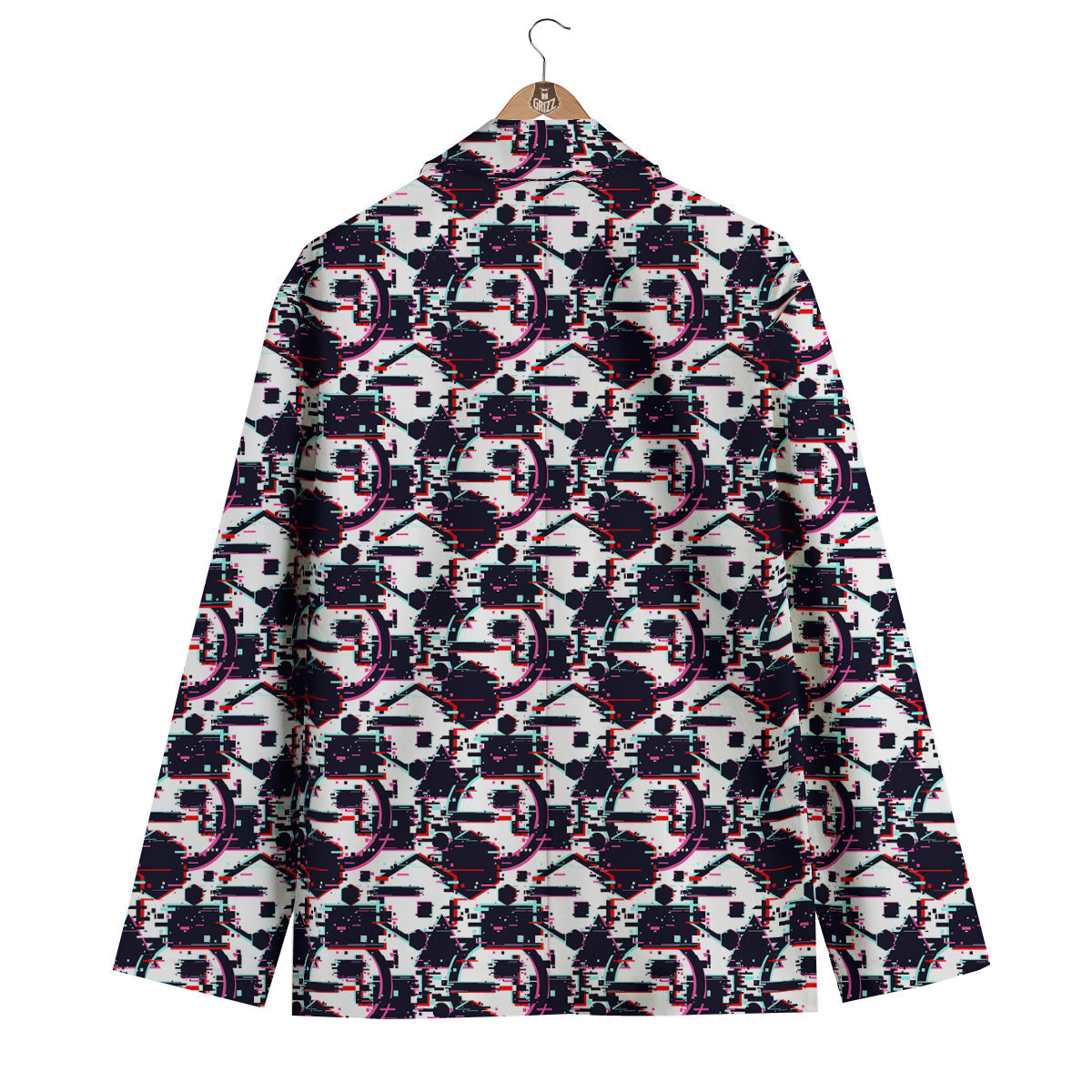 Glitch Effect Print Pattern Men's Blazer-grizzshop