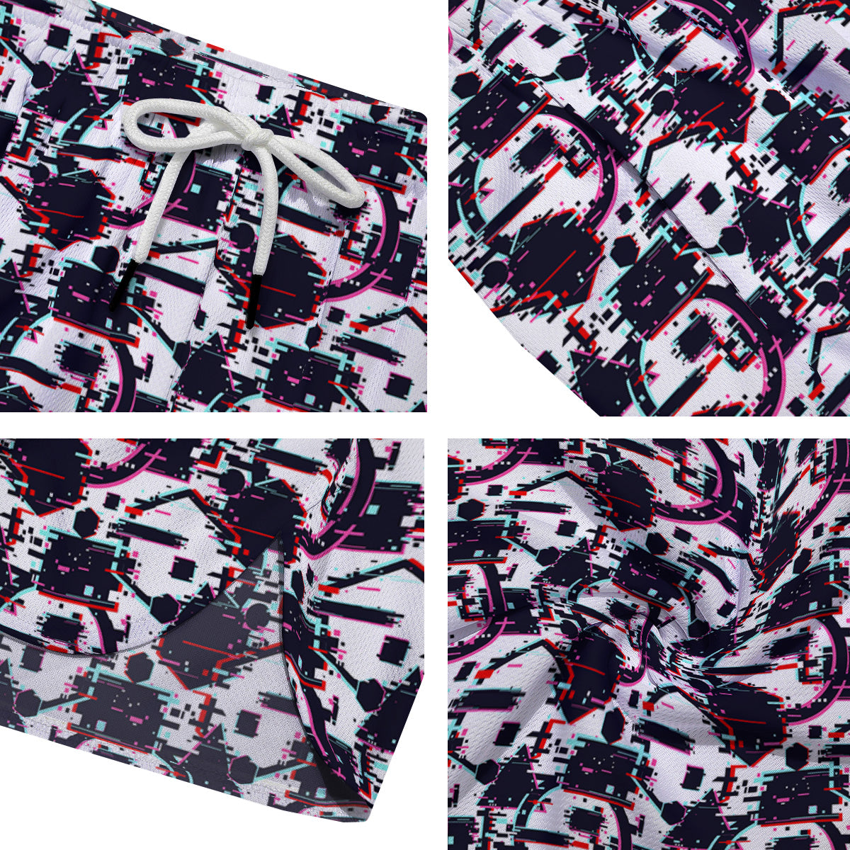 Glitch Effect Print Pattern Men's Running Shorts-grizzshop
