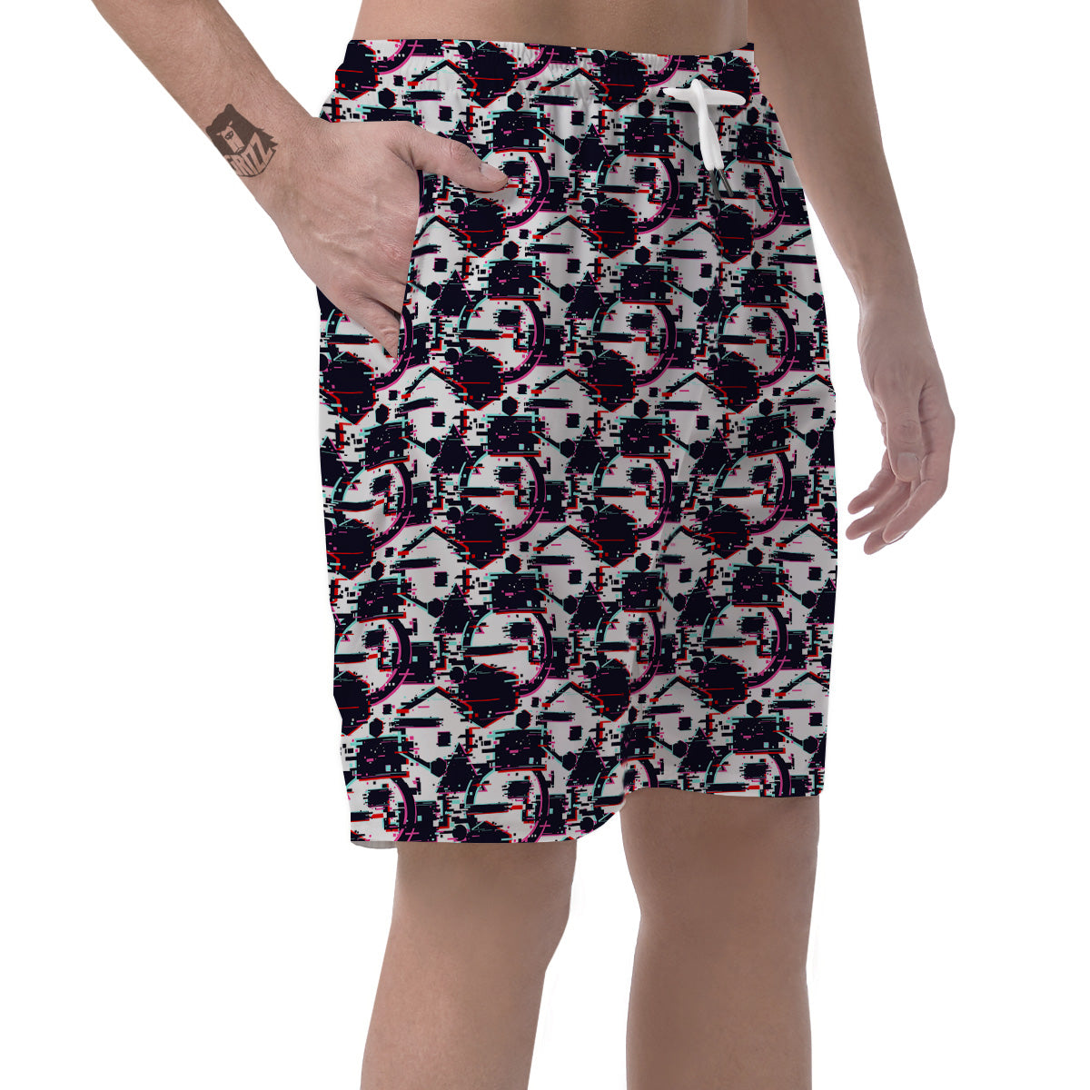 Glitch Effect Print Pattern Men's Shorts-grizzshop
