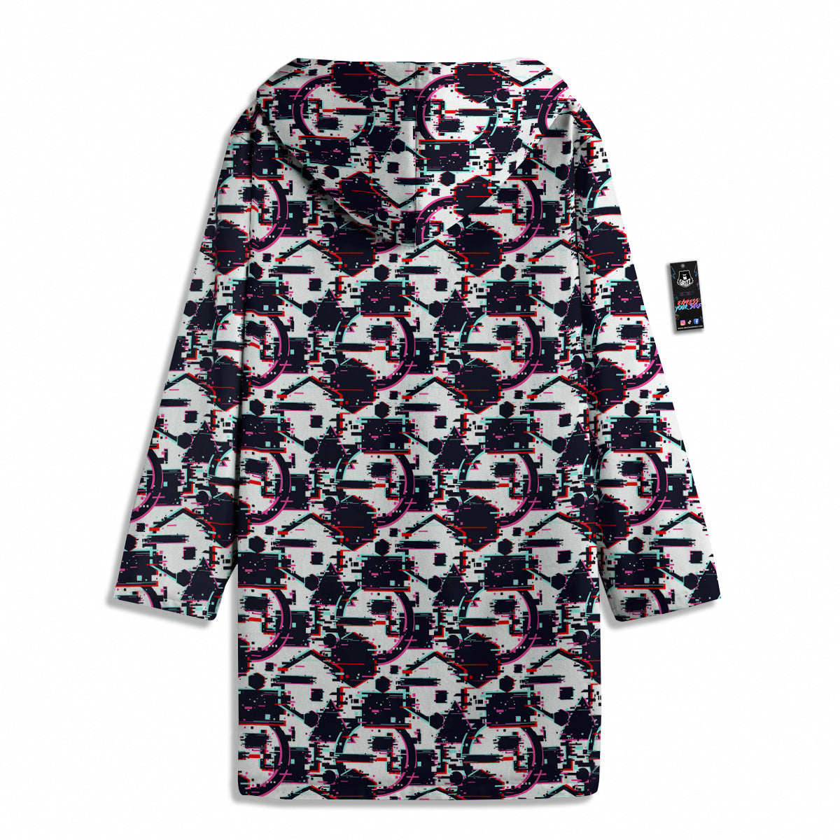 Glitch Effect Print Pattern Men's Windbreaker Jacket-grizzshop