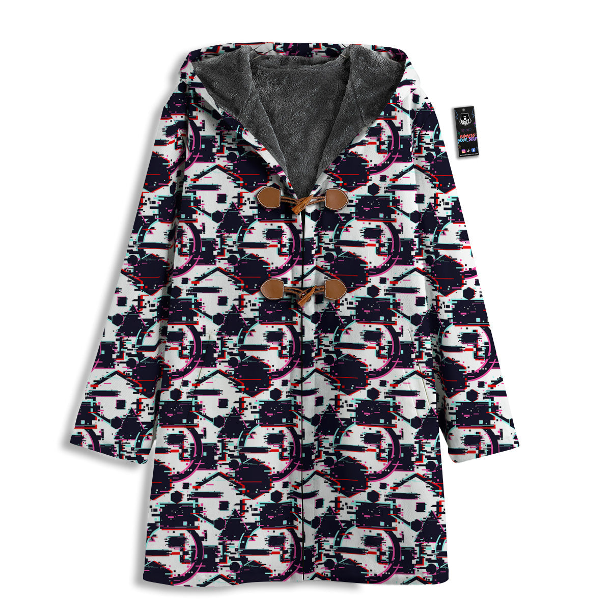Glitch Effect Print Pattern Men's Windbreaker Jacket-grizzshop