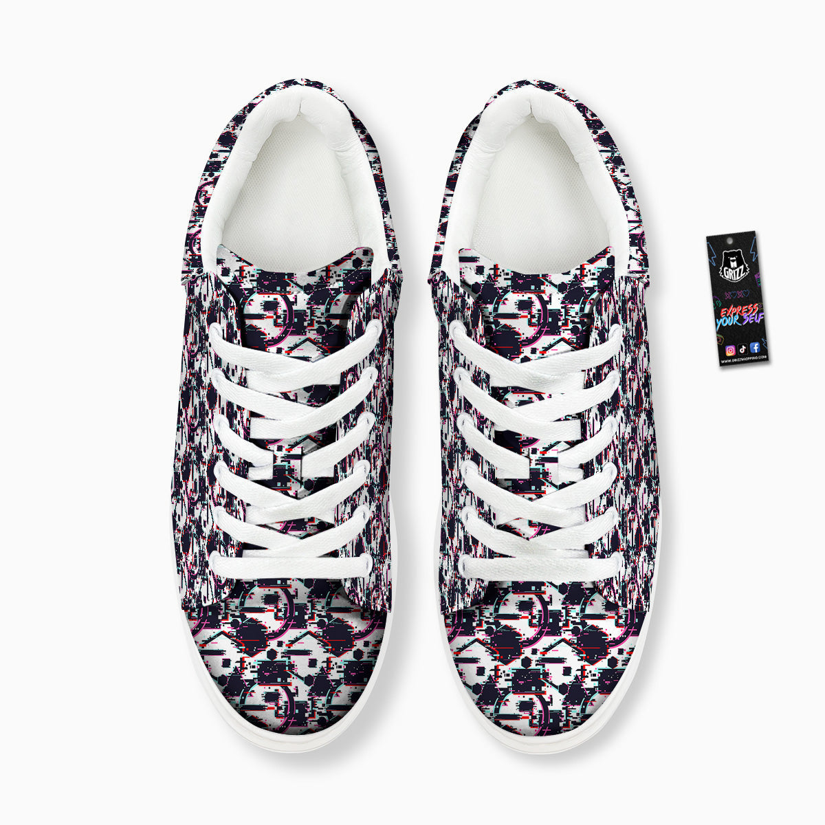 Glitch Effect Print Pattern Platform Shoes-grizzshop