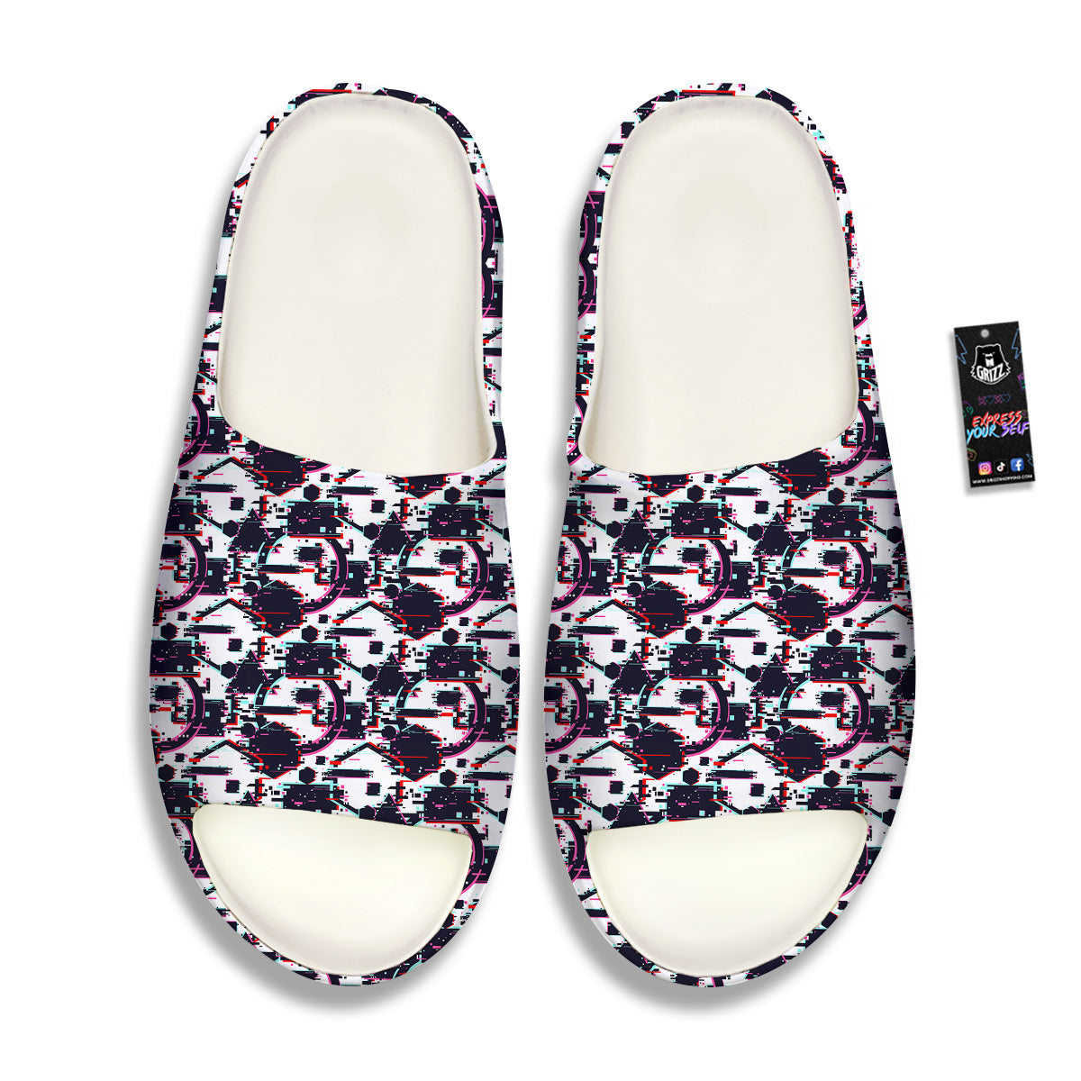 Glitch Effect Print Pattern Sandals-grizzshop