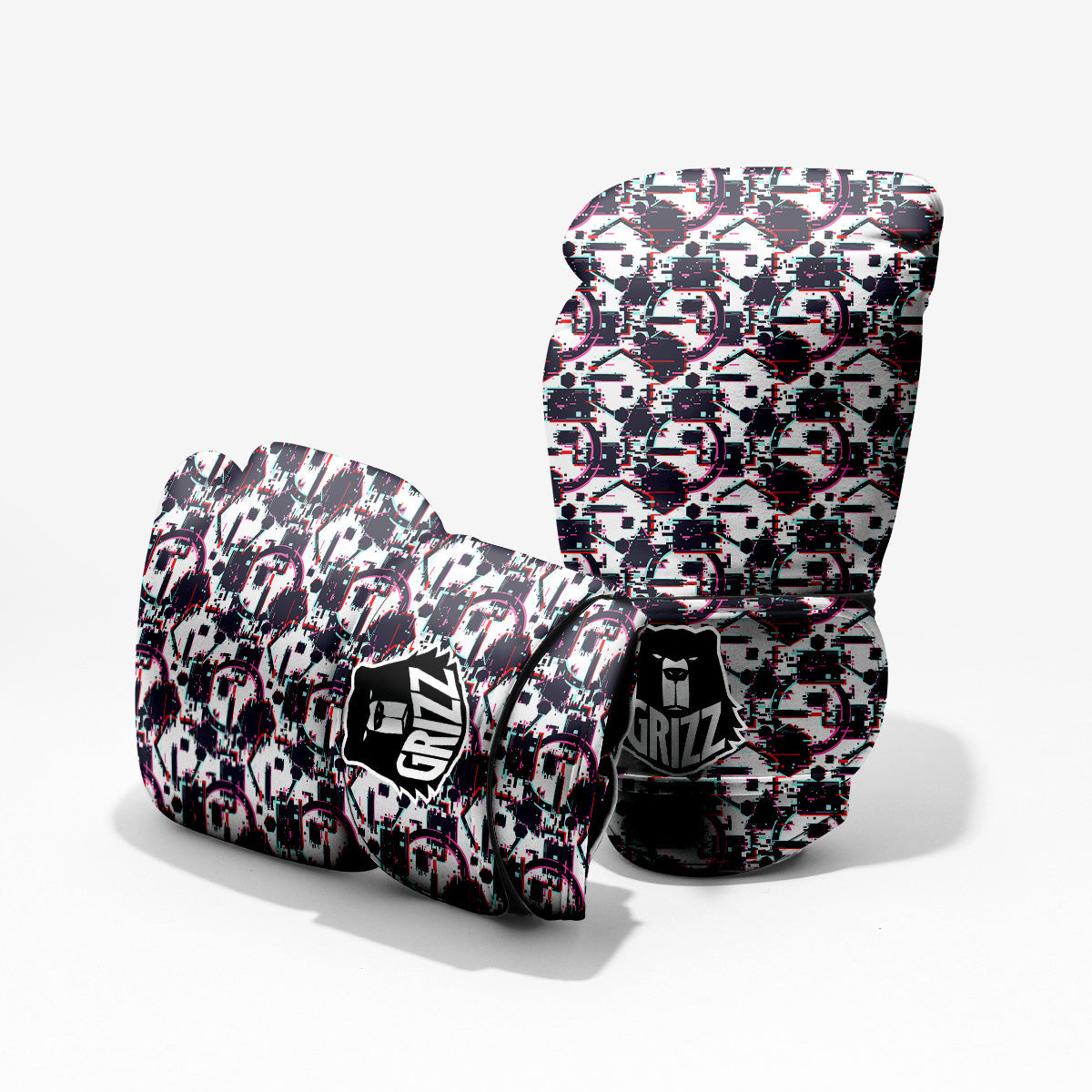 Glitch Effect Print Pattern Sparring Gloves-grizzshop