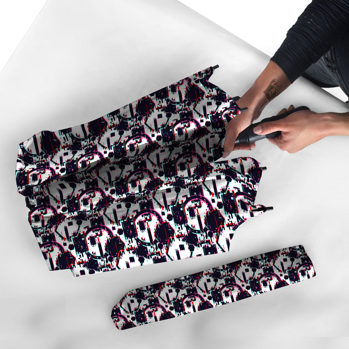 Glitch Effect Print Pattern Umbrella-grizzshop