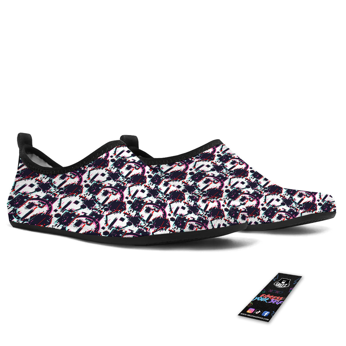 Glitch Effect Print Pattern Water Shoes-grizzshop
