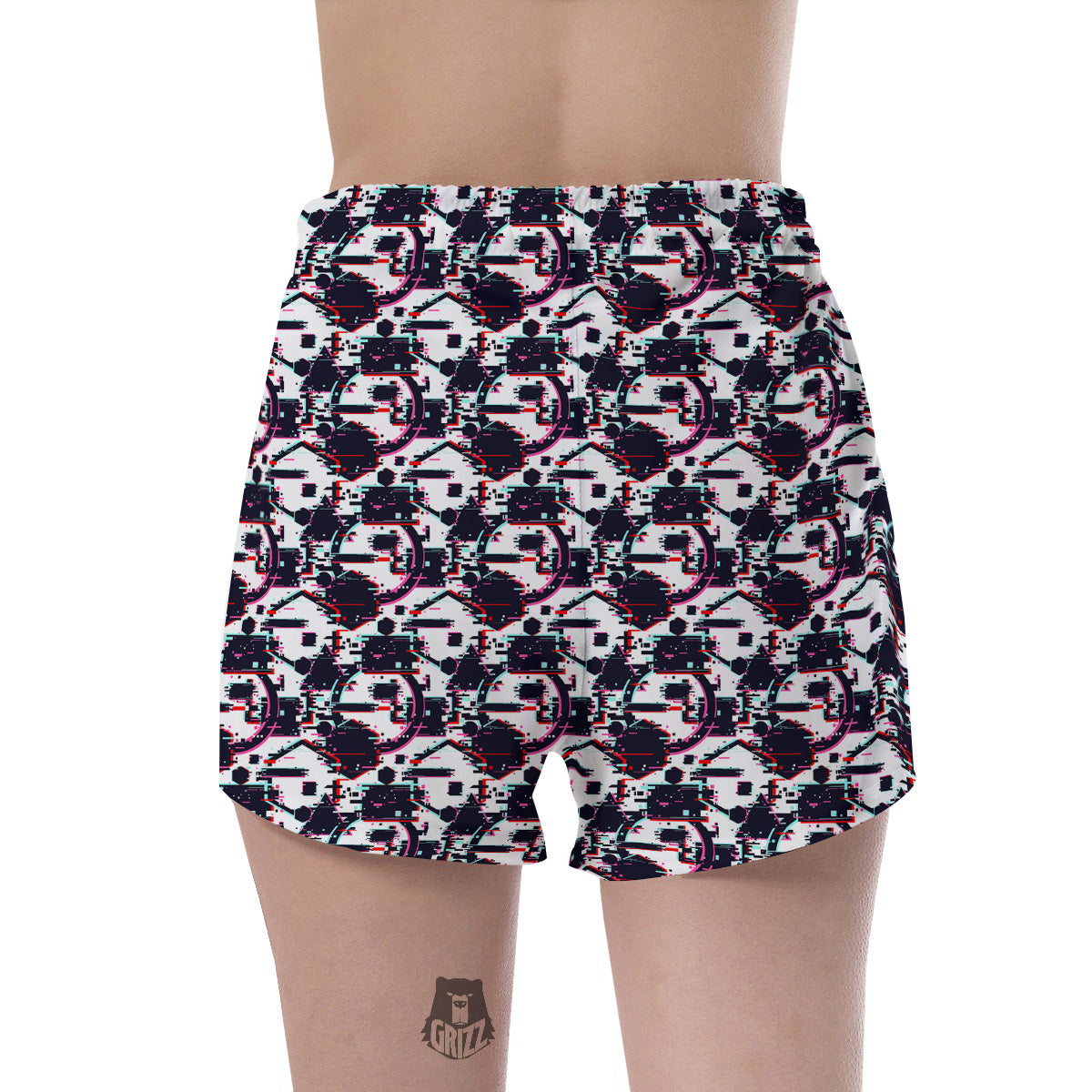Glitch Effect Print Pattern Women's Shorts-grizzshop