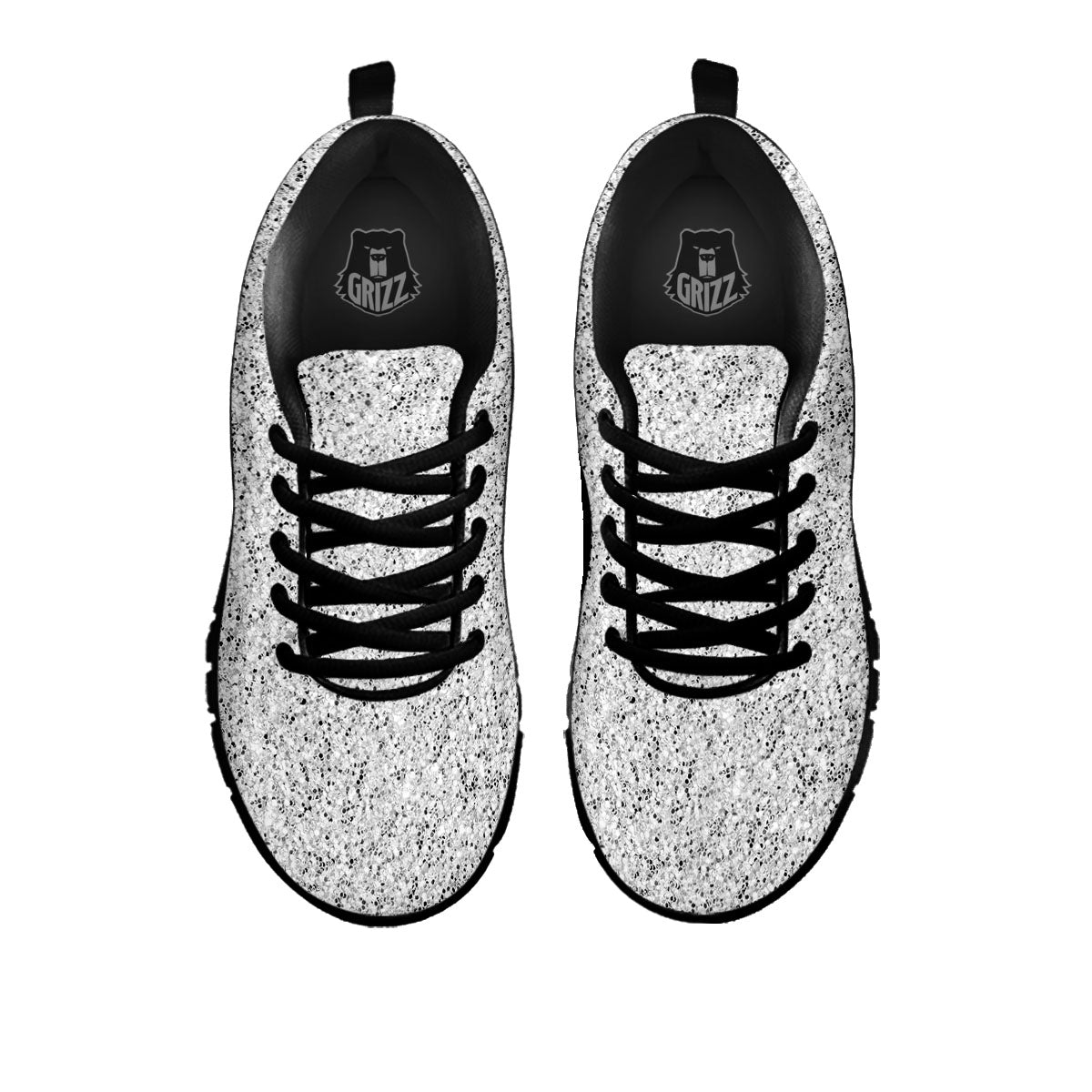Glitter Artwork Light Silver Print Black Sneaker-grizzshop