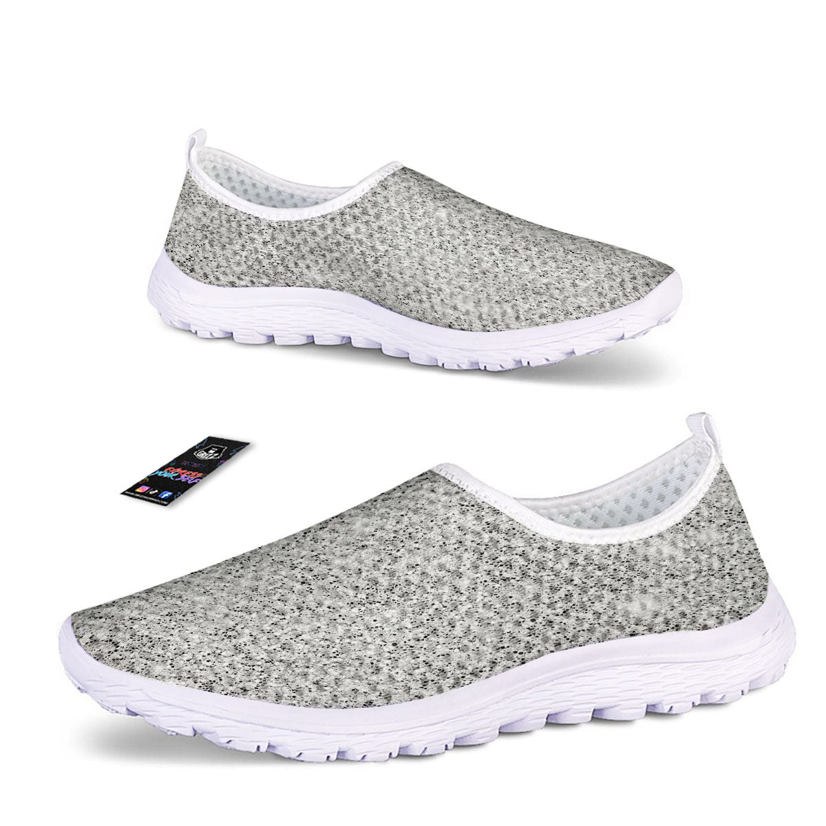 Glitter Artwork Light Silver Print Nurse Shoes-grizzshop