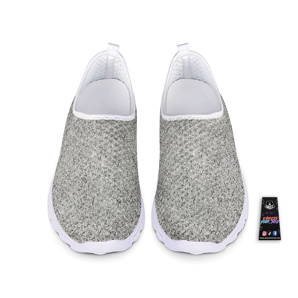 Glitter Artwork Light Silver Print Nurse Shoes-grizzshop