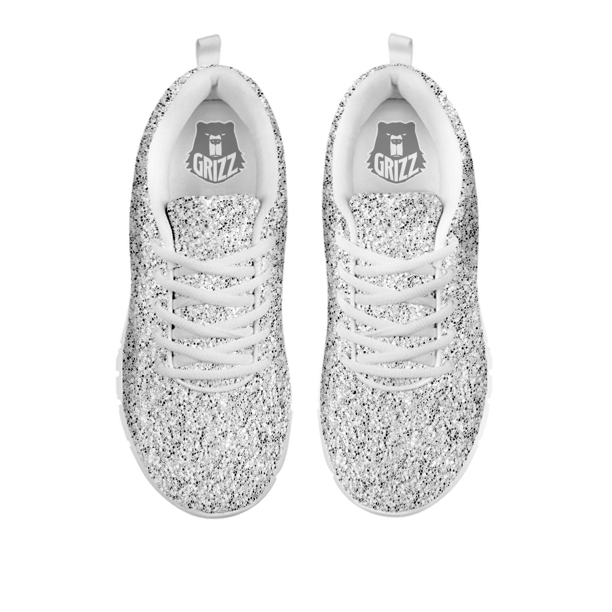 Glitter Artwork Light Silver Print White Sneaker-grizzshop