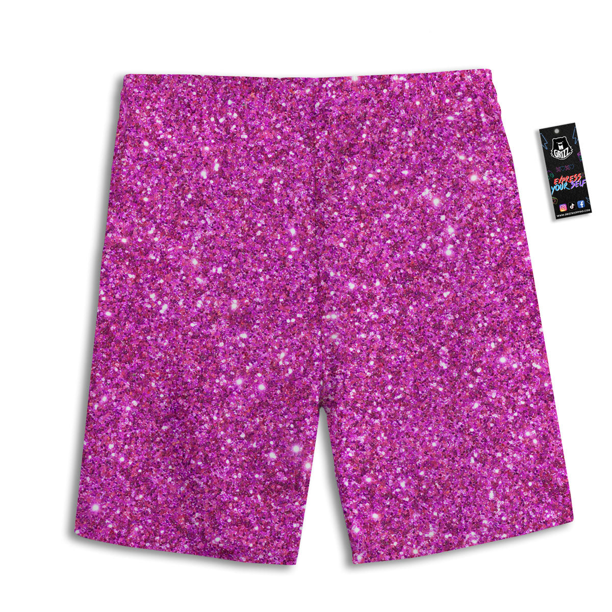 Glitter Artwork Magenta Pink Print Men's Athletic Shorts