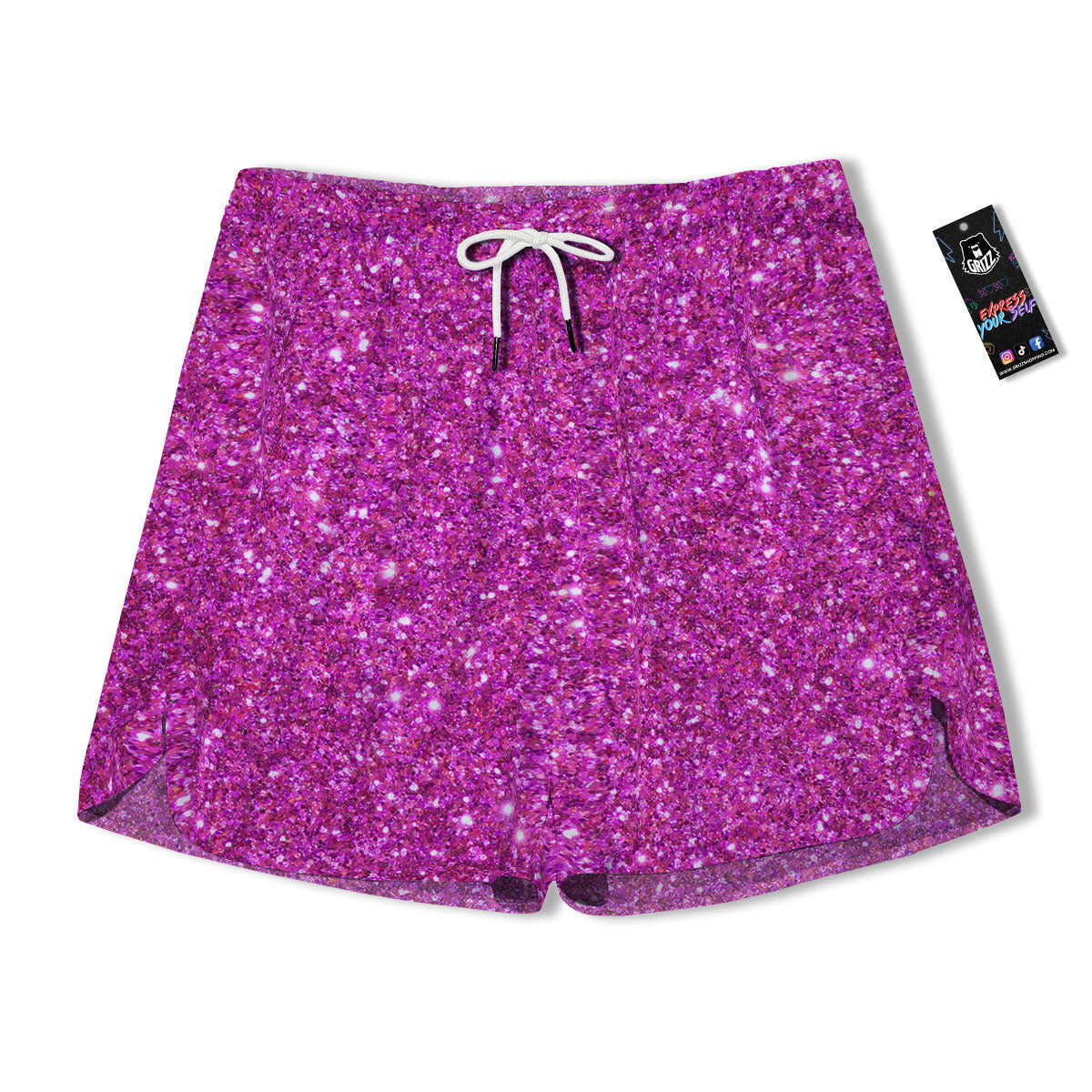 Glitter Artwork Magenta Pink Print Men's Running Shorts-grizzshop
